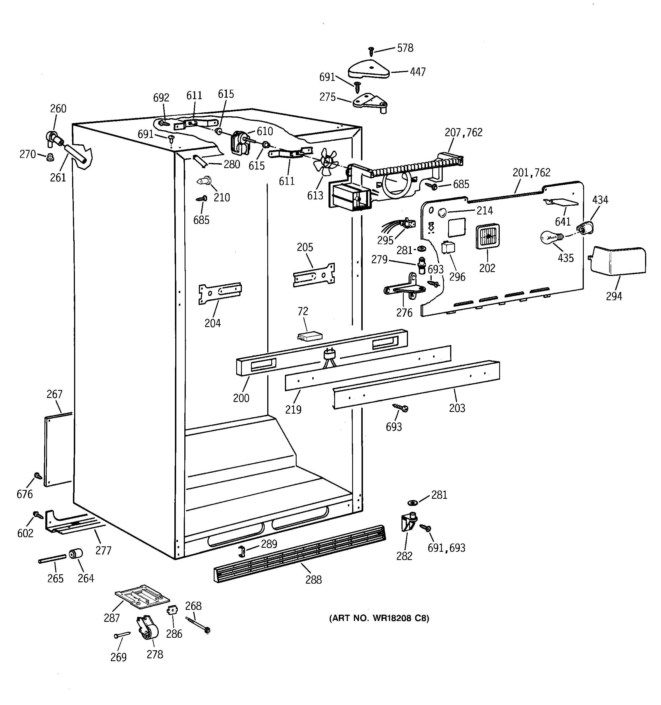 GE TBX19PAYMRBB cabinet parts diagram