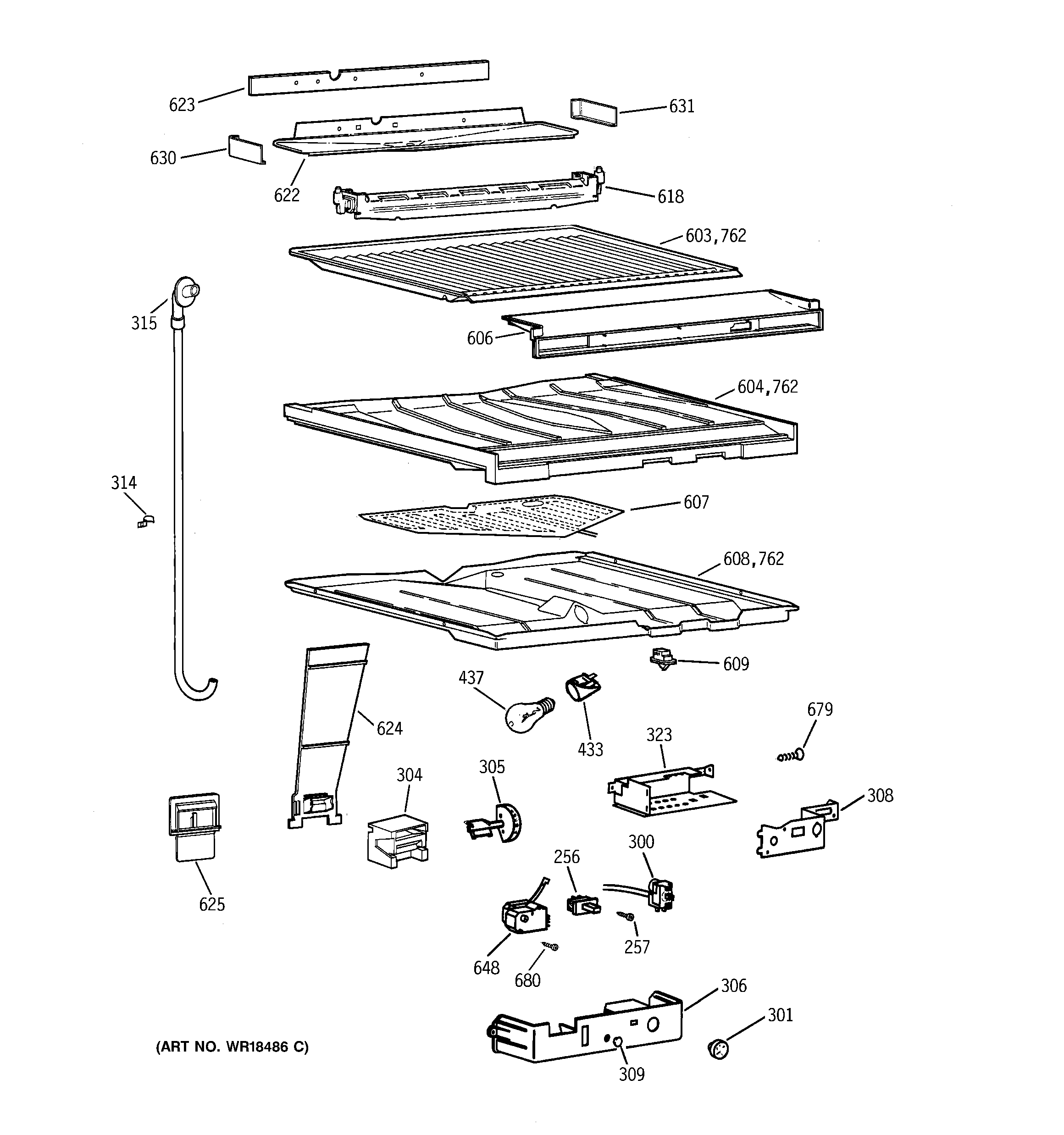 GE TBT25PAXKRWW compartment separator parts diagram