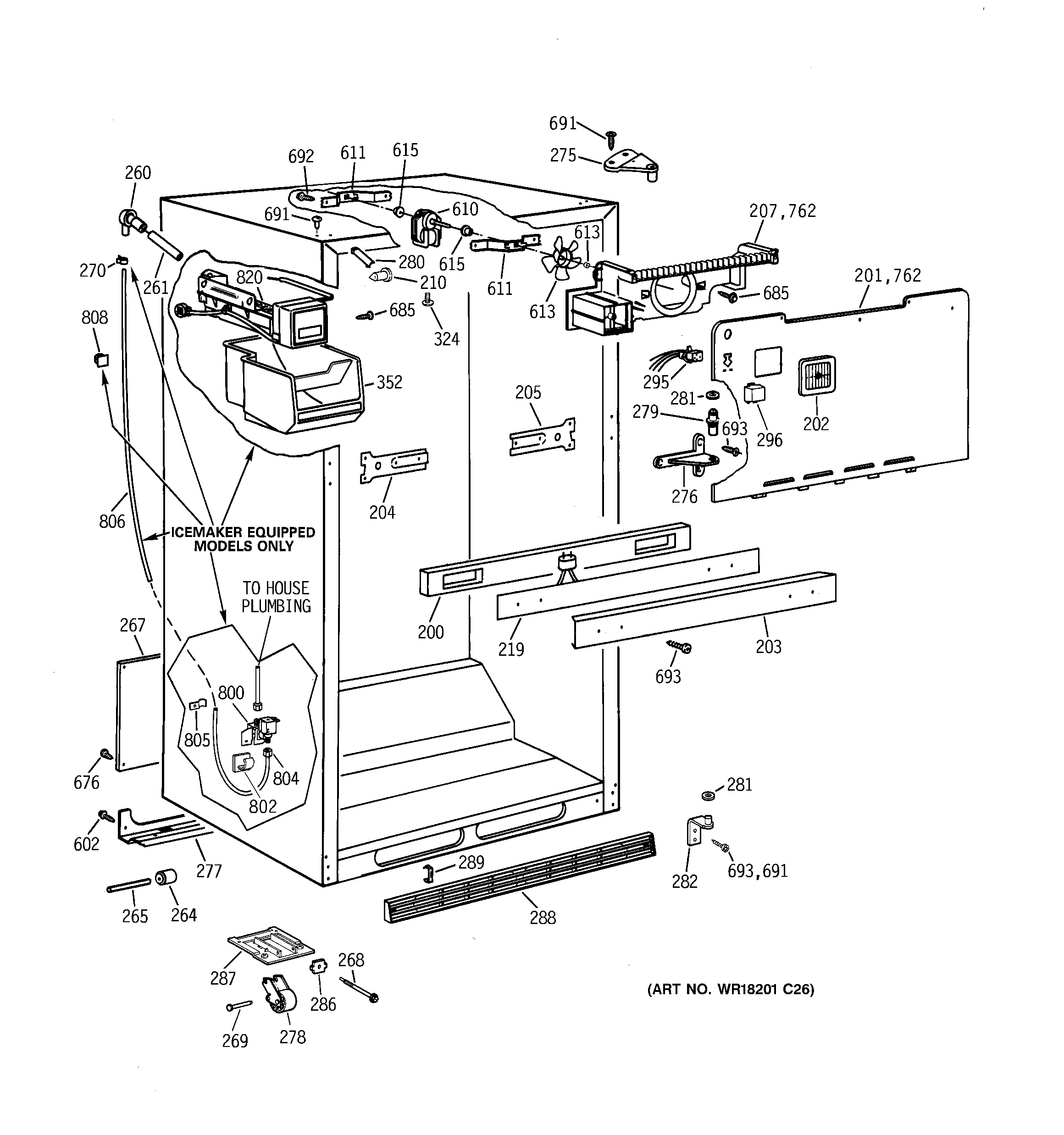 GE TBX18CIZARWW cabinet parts diagram