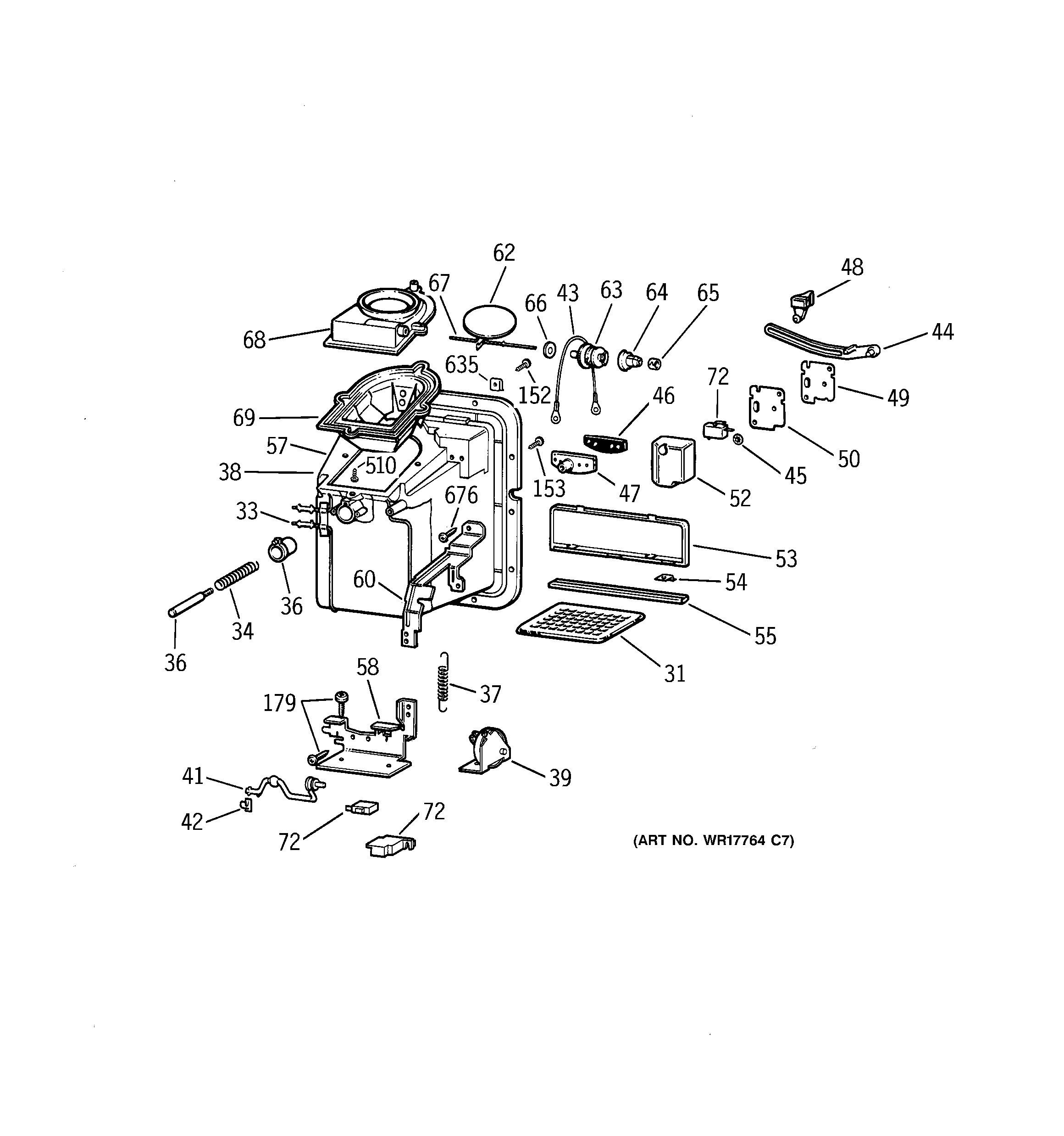 GE TBX25PCXCRWW dispenser diagram