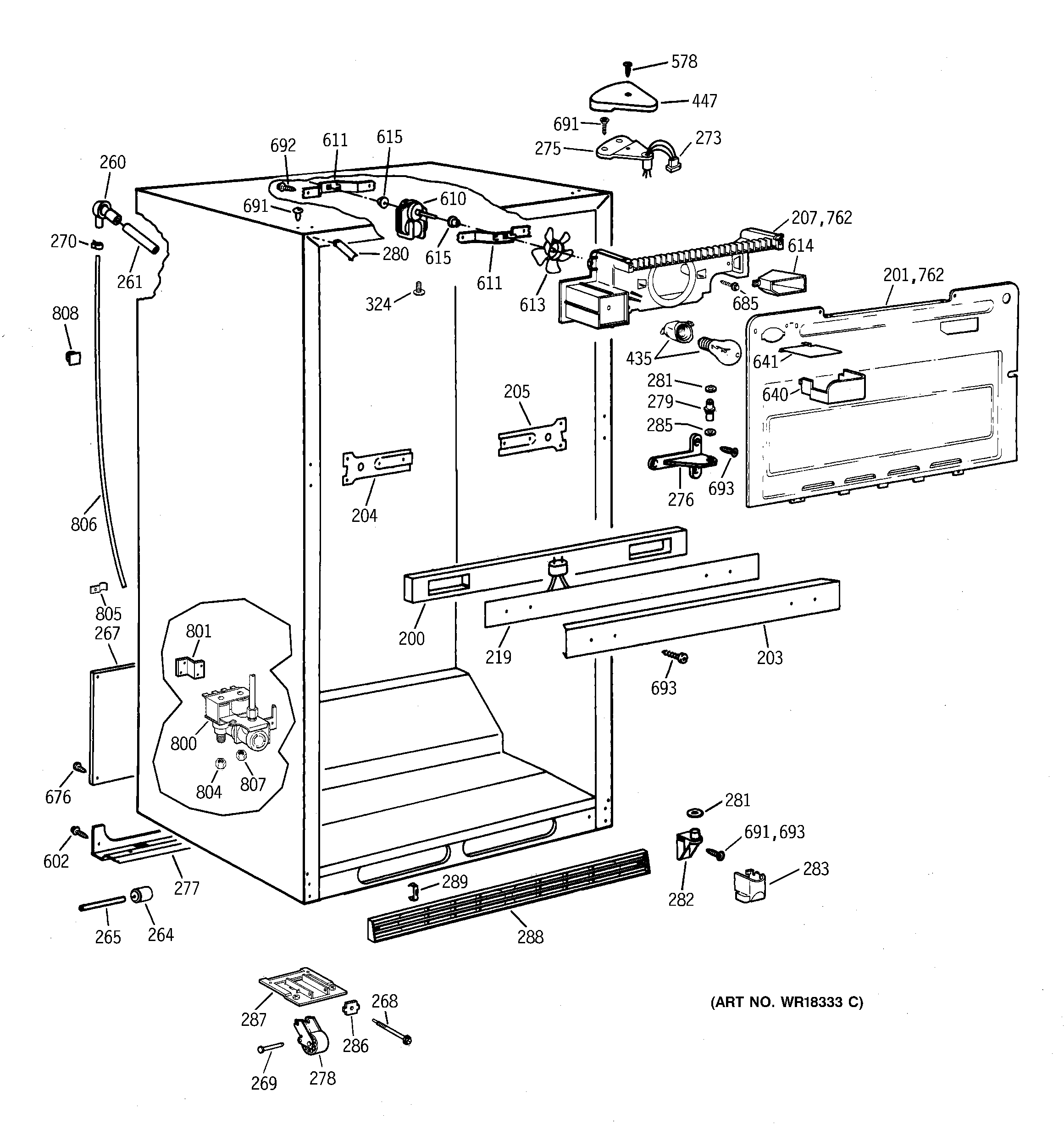 GE TBX25PRYCRWW cabinet parts diagram