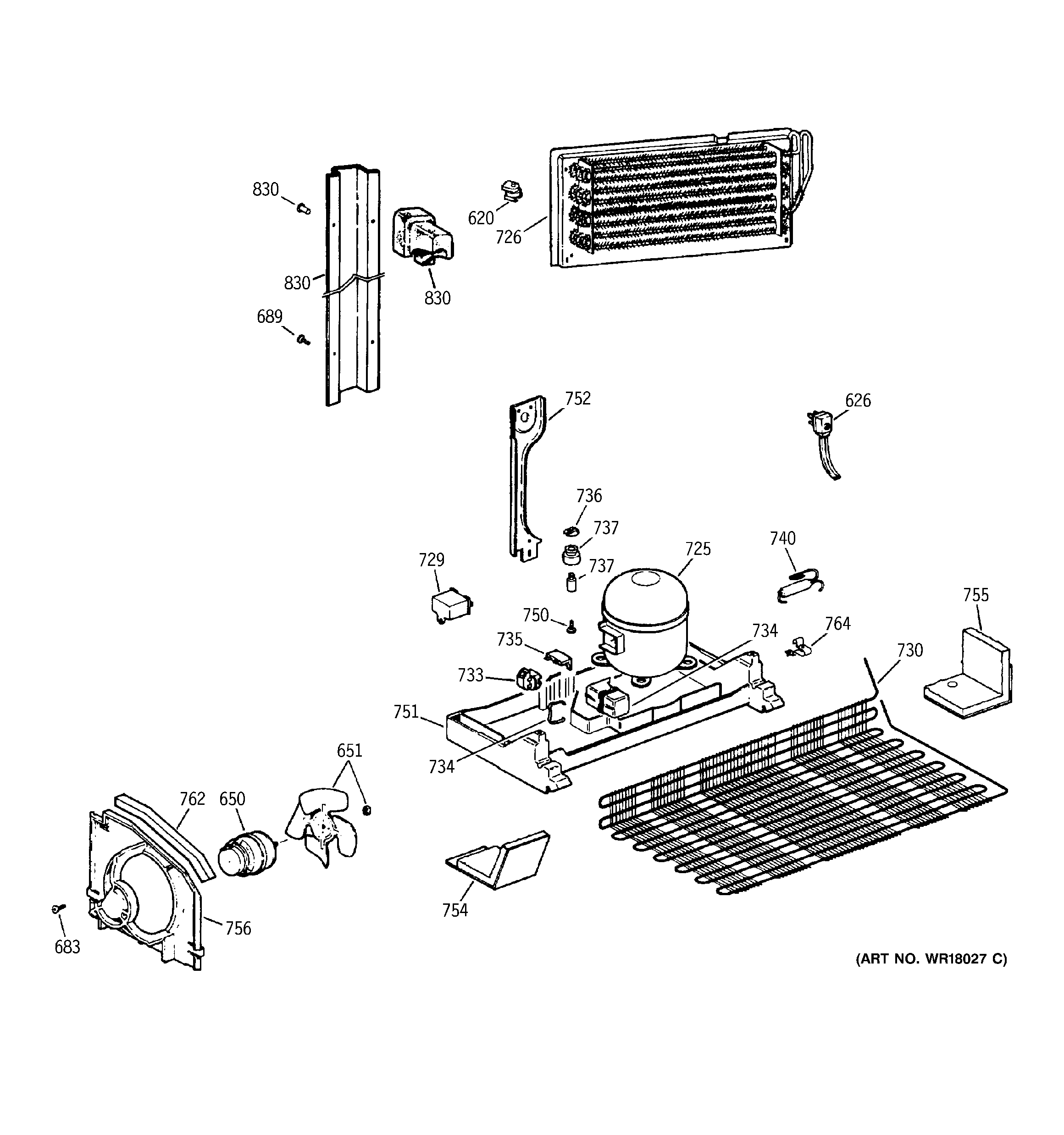 GE TBE25PCSJRWW unit parts diagram