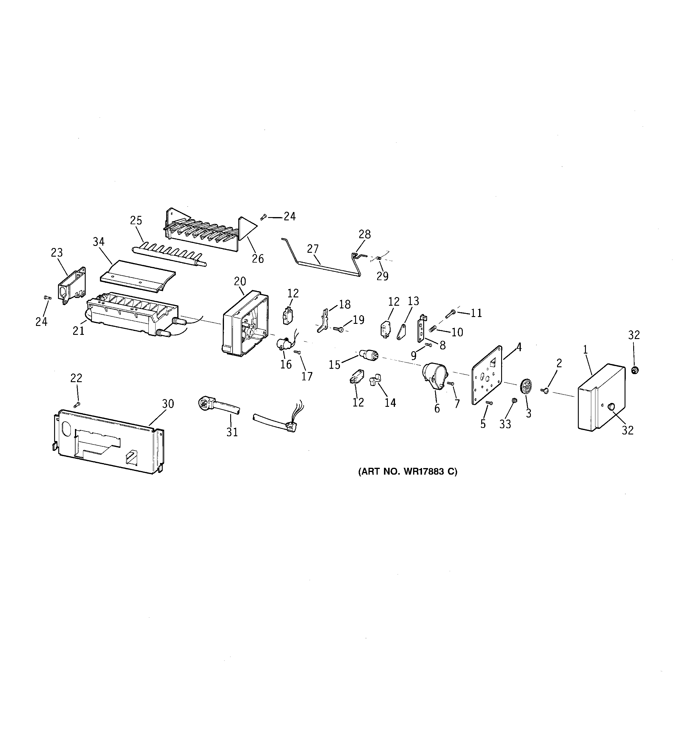 GE TBE25PCSJRWW ice maker diagram