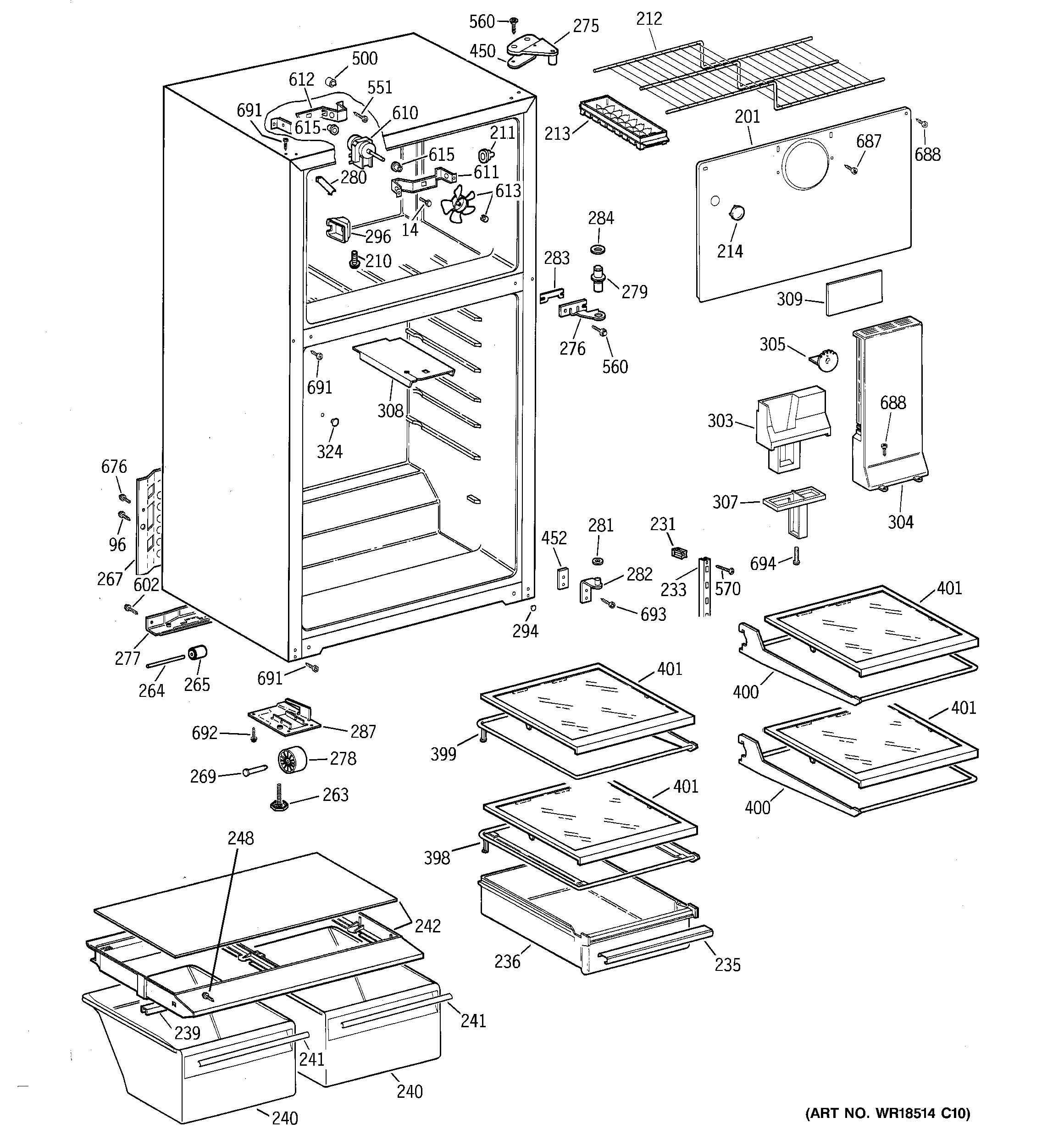 GE GTS16KBMDRCC cabinet diagram