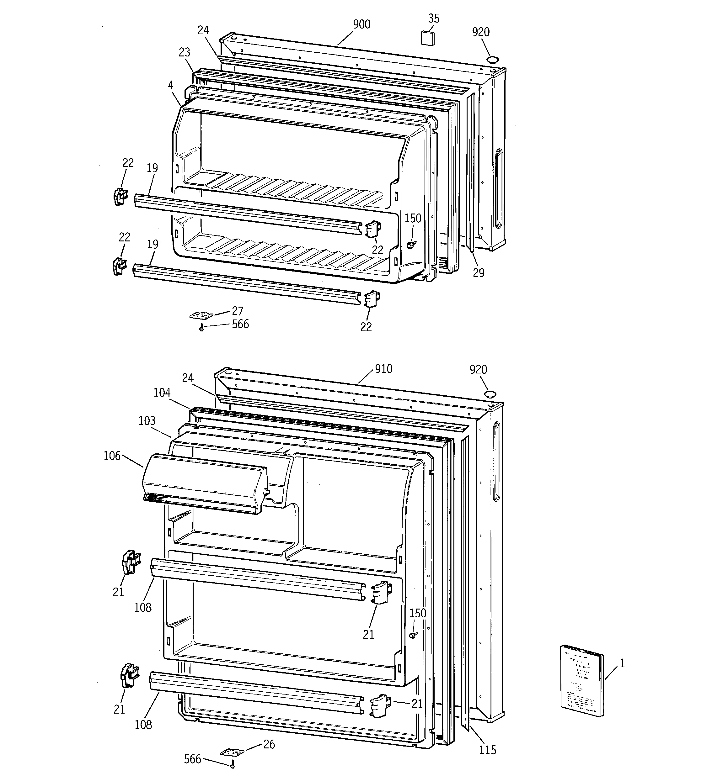 GE GTR15BBMDLWW doors diagram