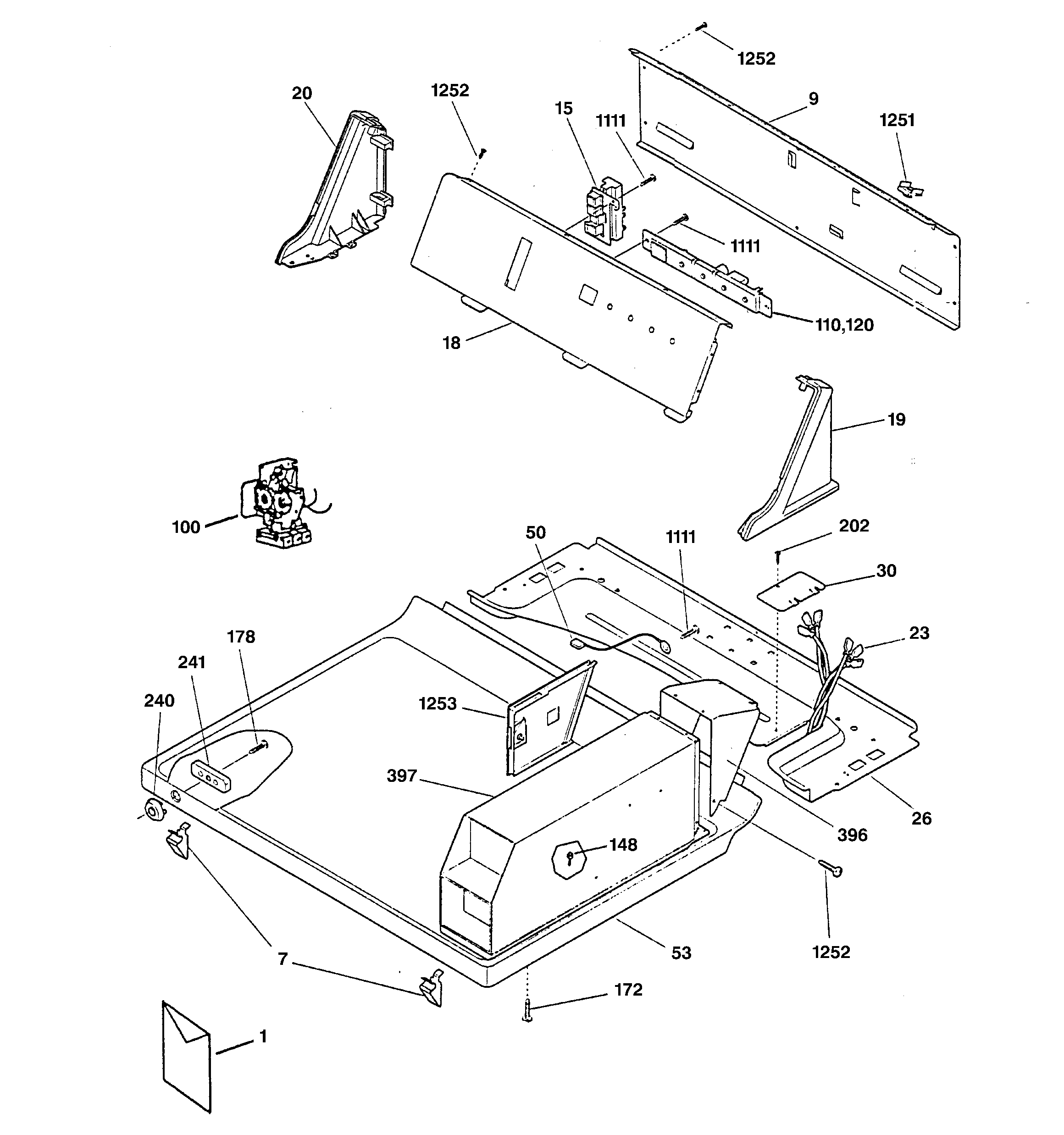 GE DCD330GB0KC controls & top panel diagram