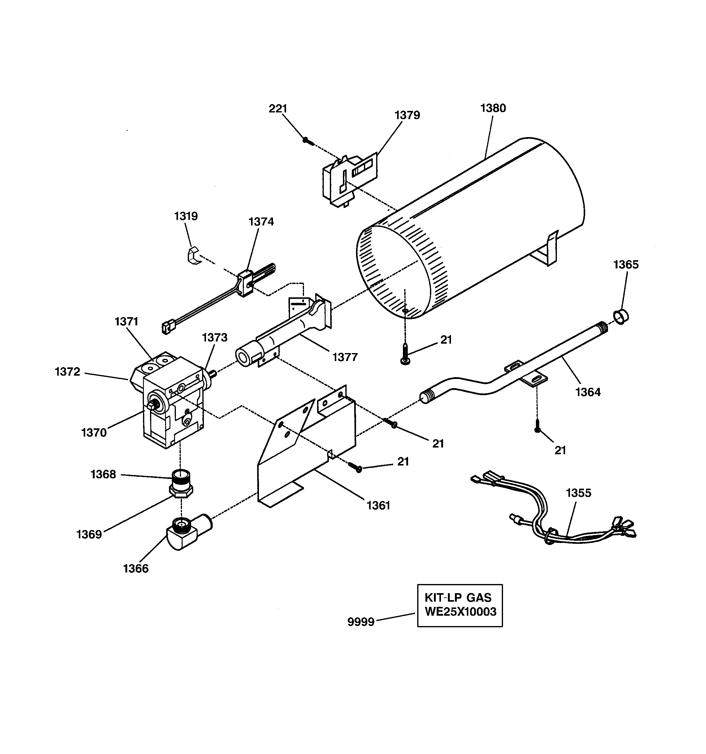 GE DVL223GB0WW burner diagram