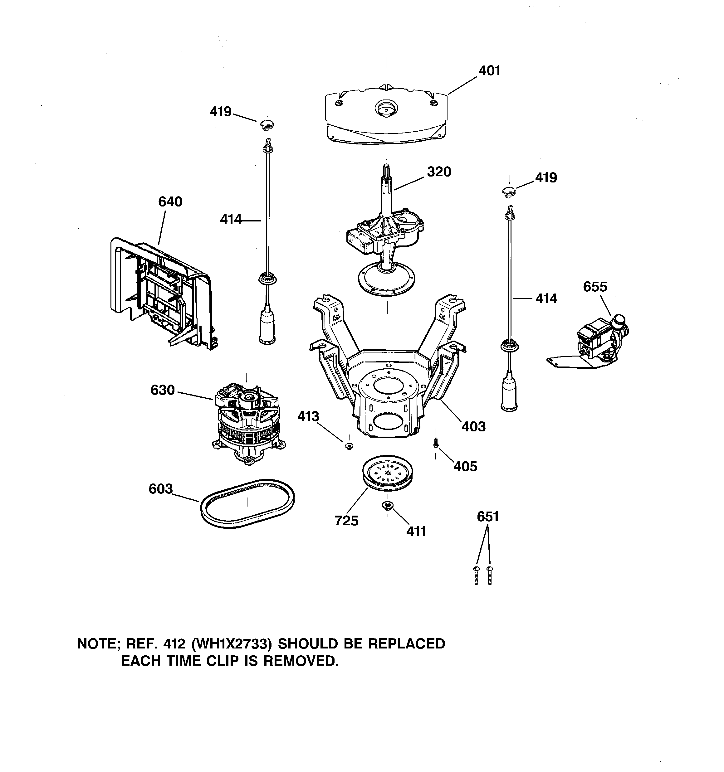 GE WPSB9080B0WW suspension, pump & drive components diagram