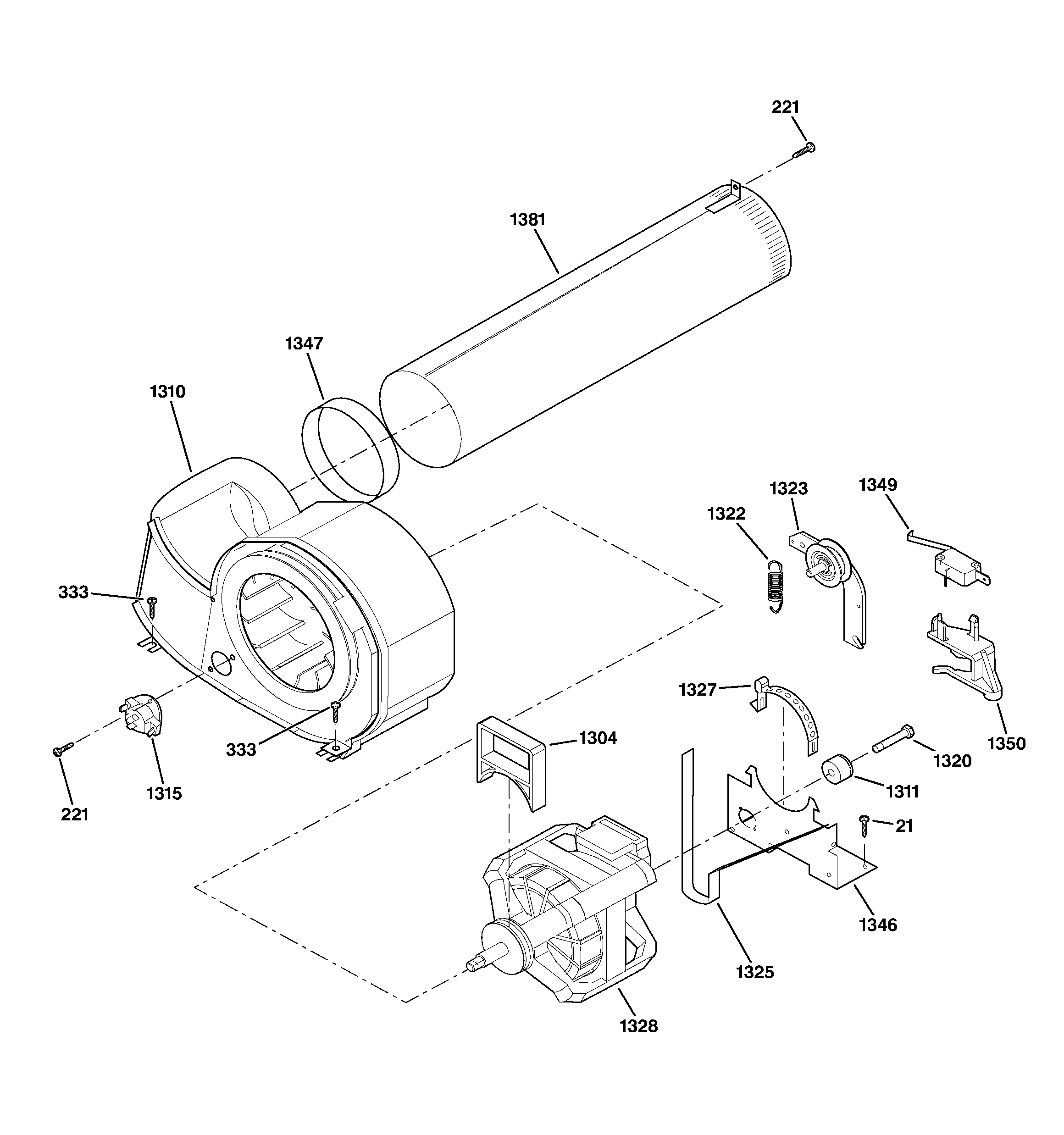 GE DR4500GA0WW motor diagram