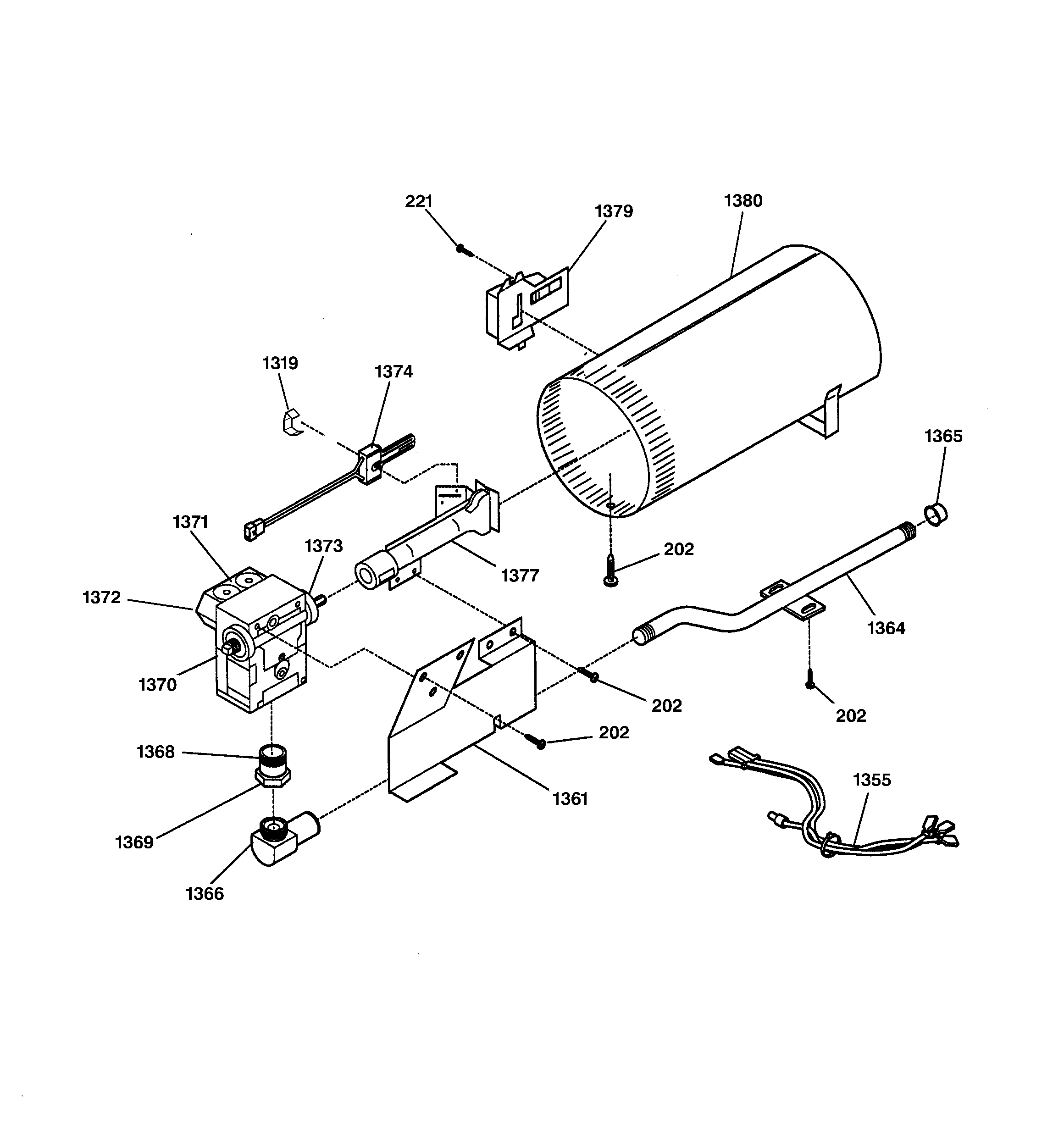 GE DR4500GA0WW burner diagram