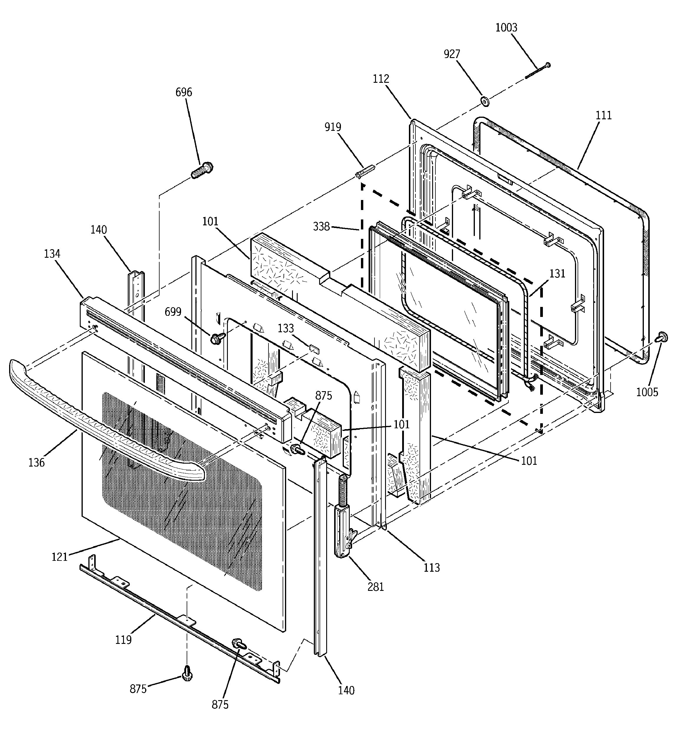 GE JB960WB4WW door diagram