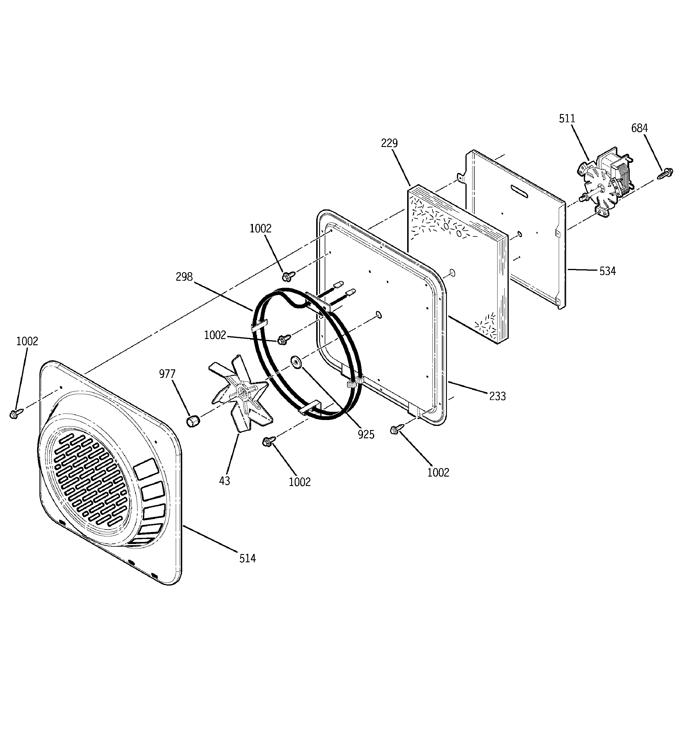 GE JB960WB4WW convection fan diagram