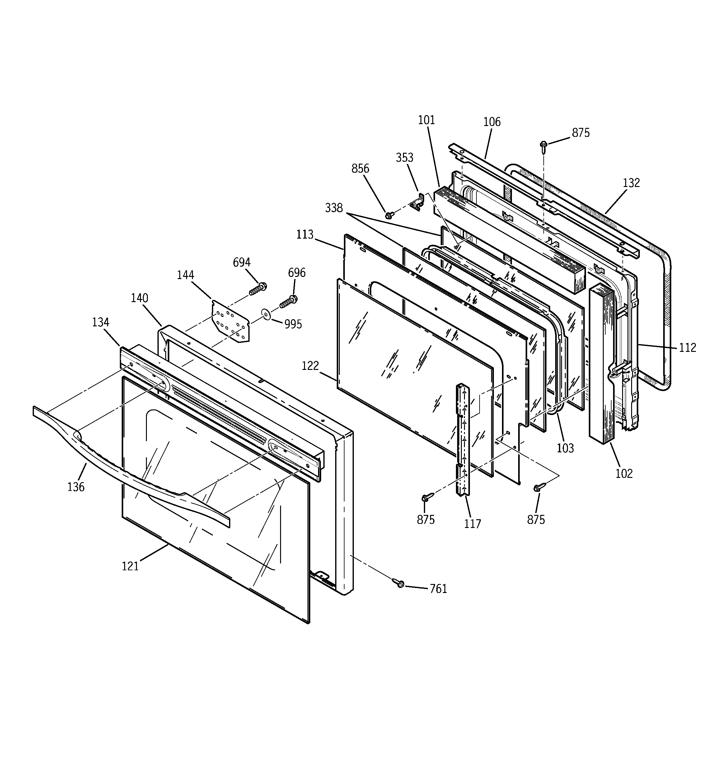 GE JKP56BA2BB door diagram