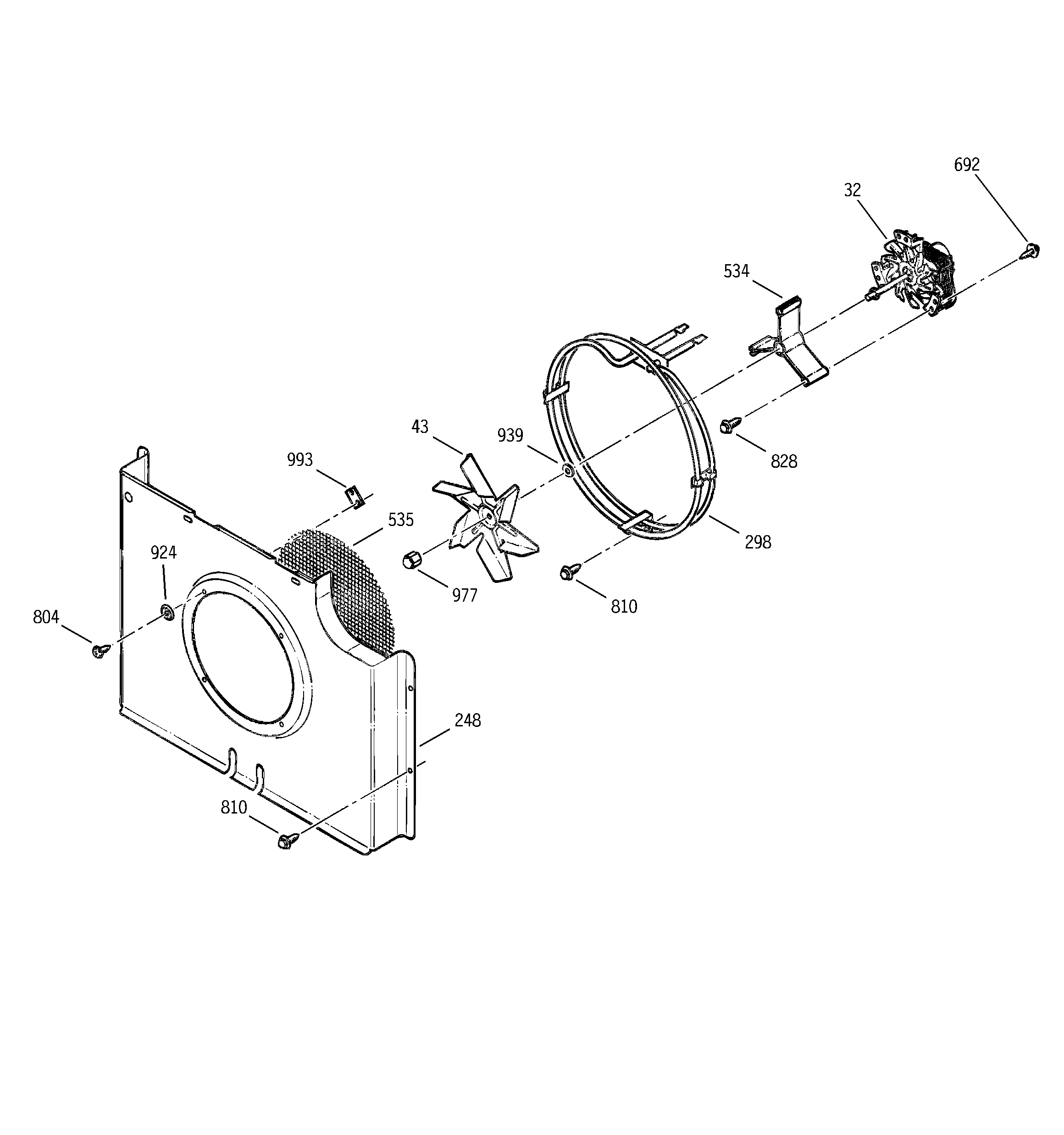 GE JKP56BA2BB fan assembly diagram