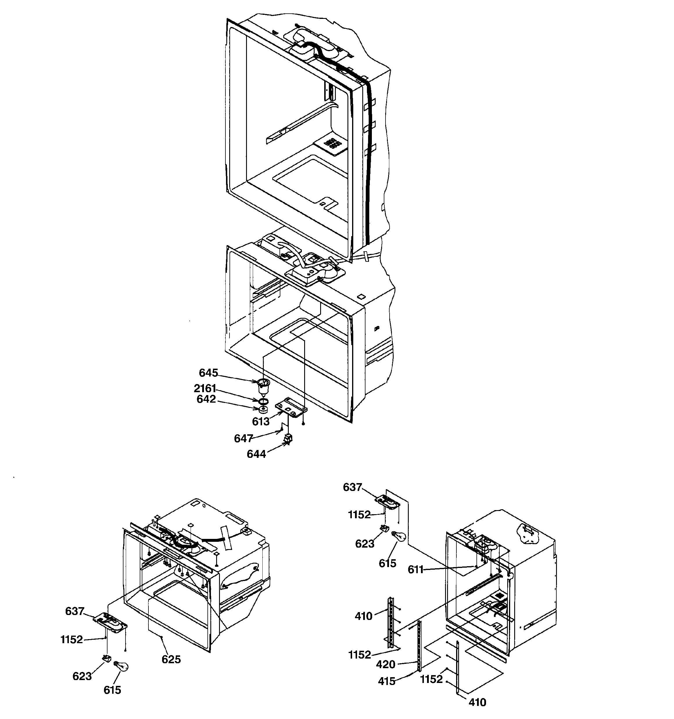 GE GBS22LBMACC light switches & drain funnels diagram