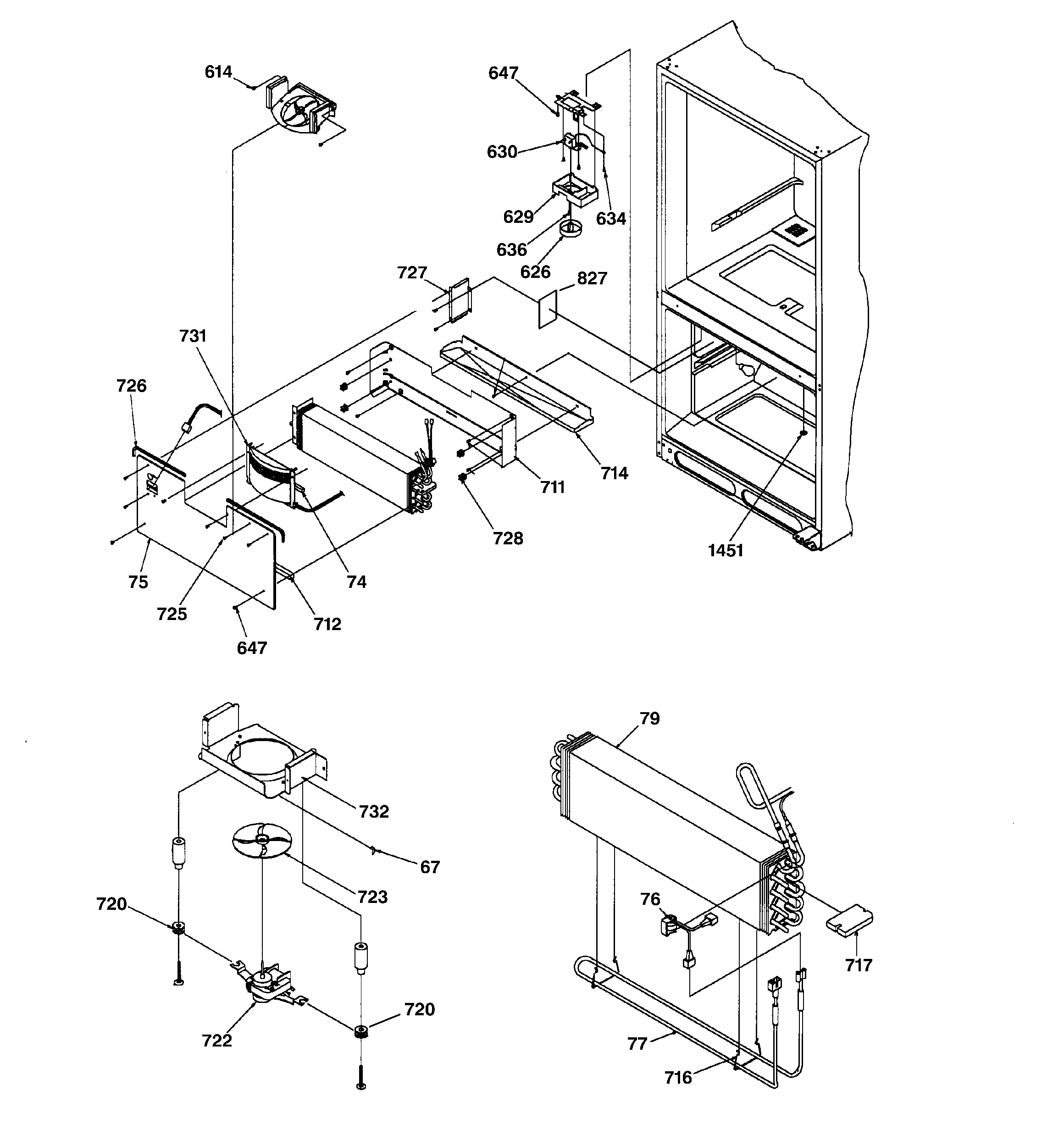 GE GBS22LBMACC evaporator & freezer control assemb diagram
