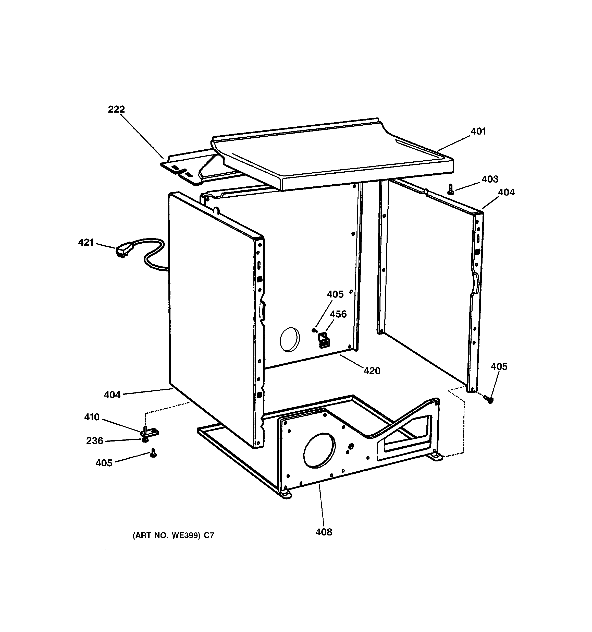 GE DBXR463GB0CC cabinet diagram