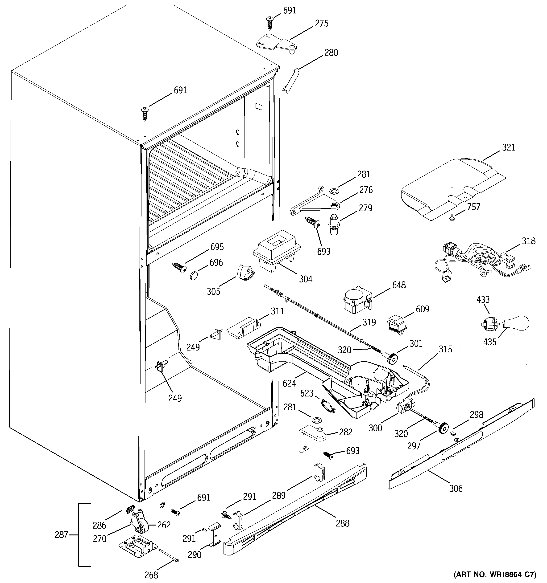 GE GTS18DCMCRAA fresh food section diagram