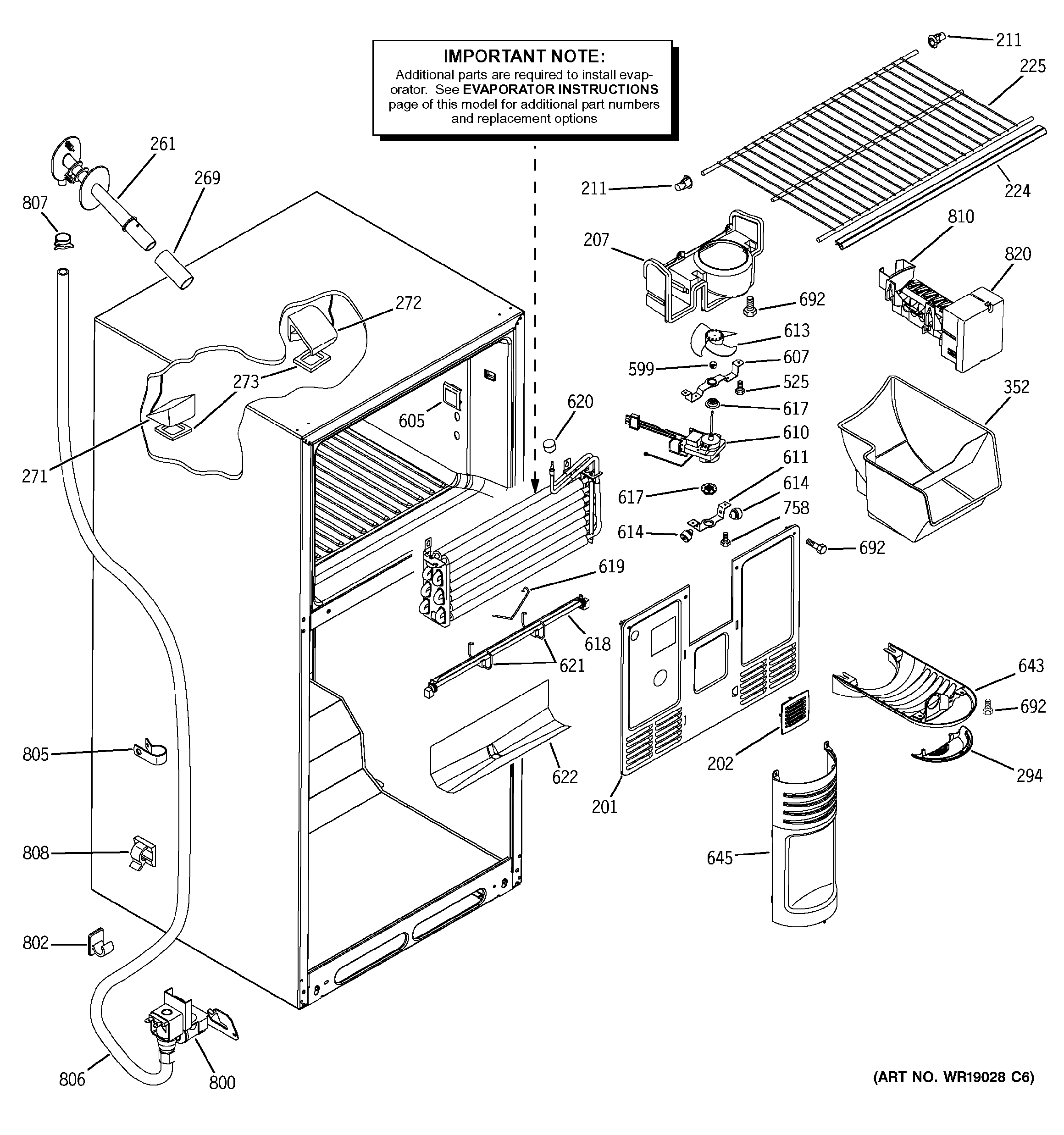 GE STS18ICMCRWW freezer section diagram