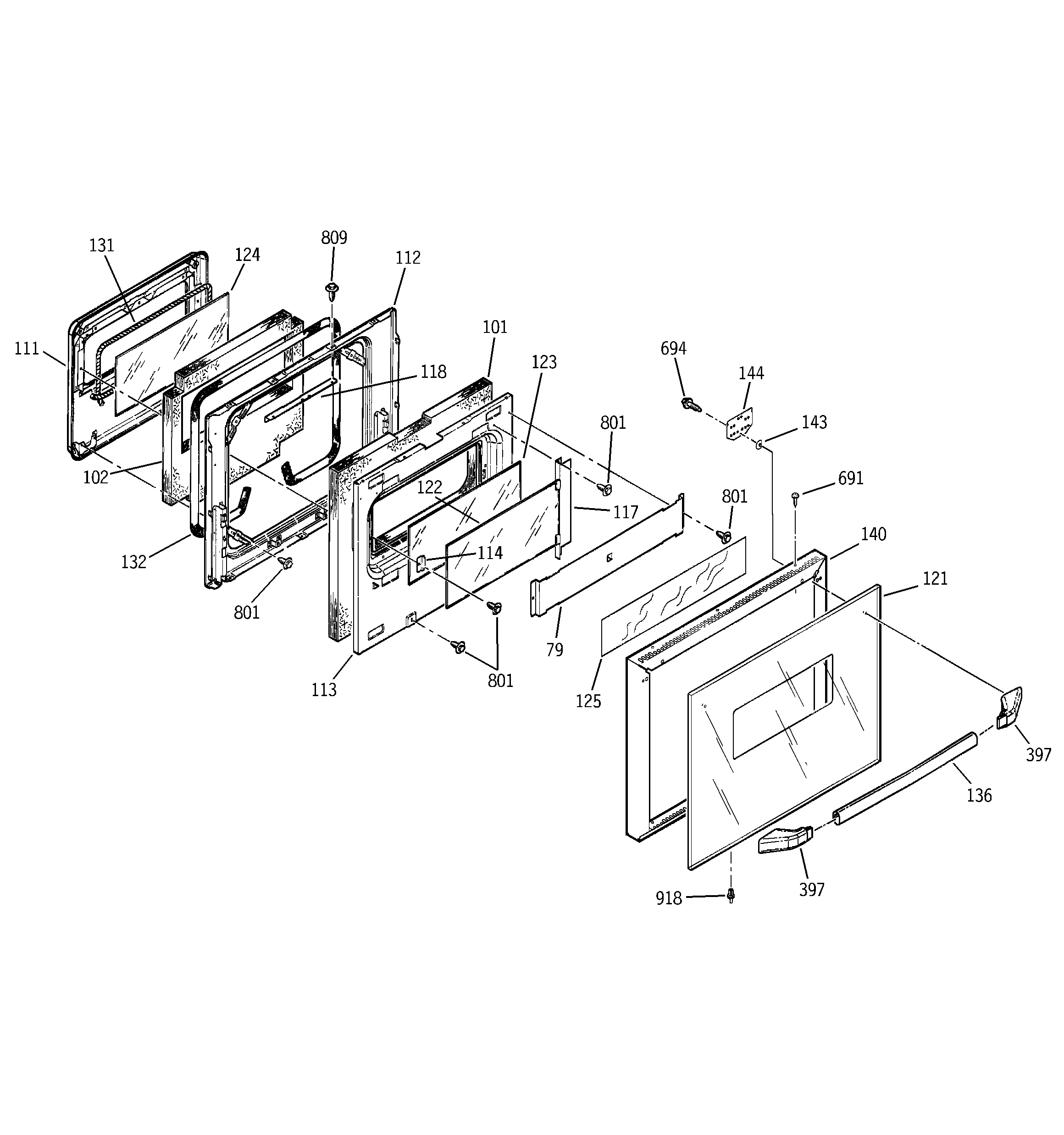 GE JGRP17BEW5BB door diagram