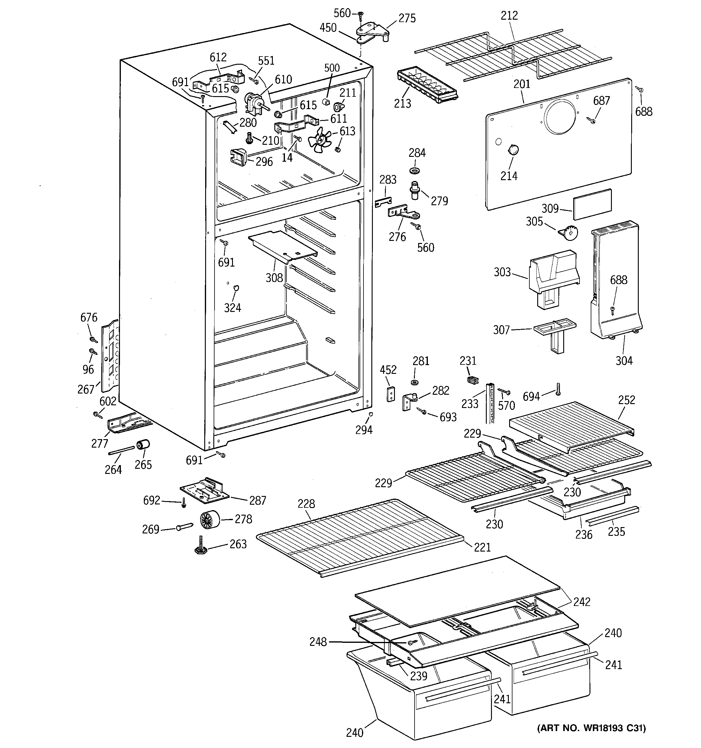 GE GTT15FBMDRCC cabinet diagram