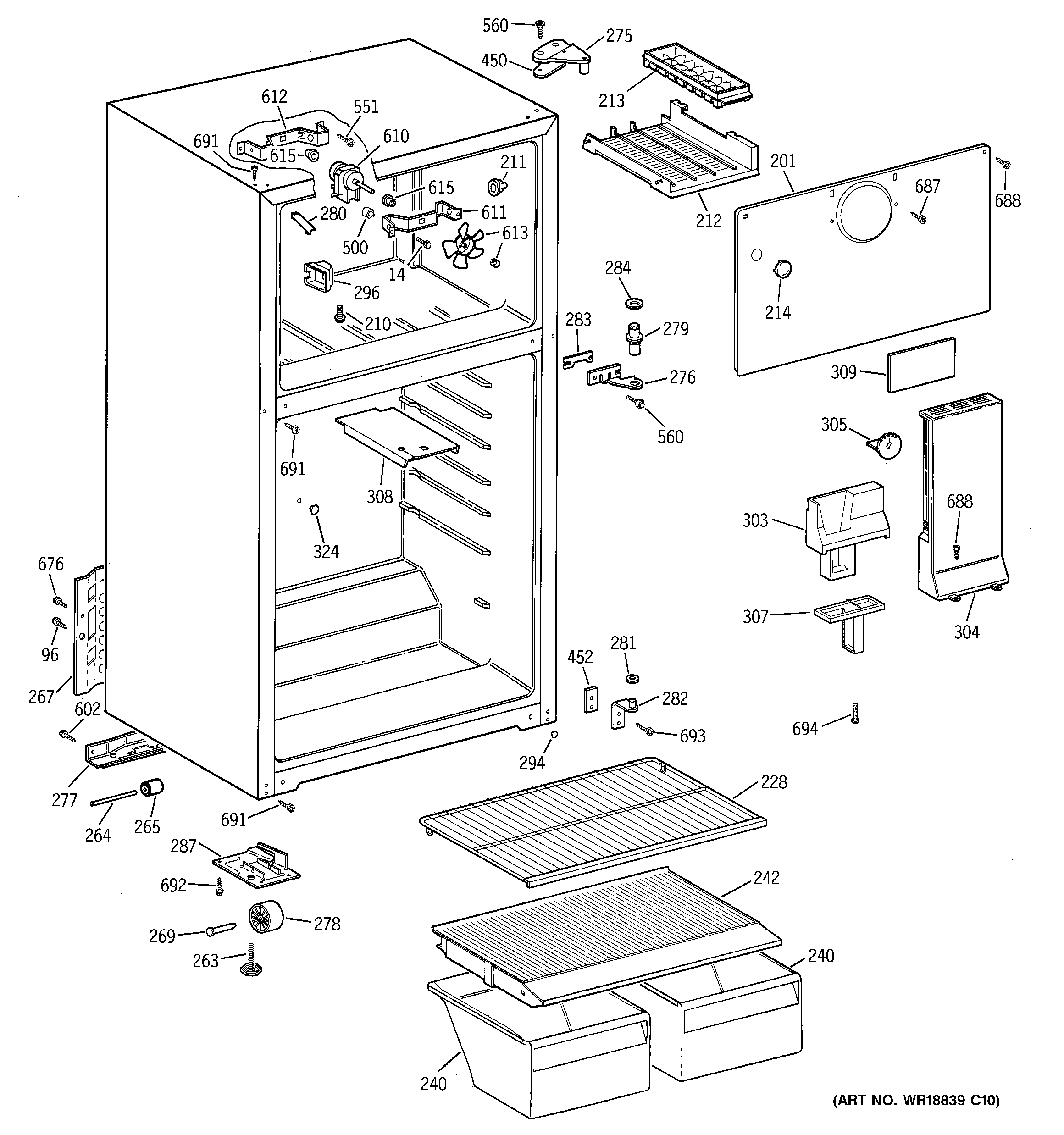 Hotpoint HTS16BBMDLAA cabinet diagram