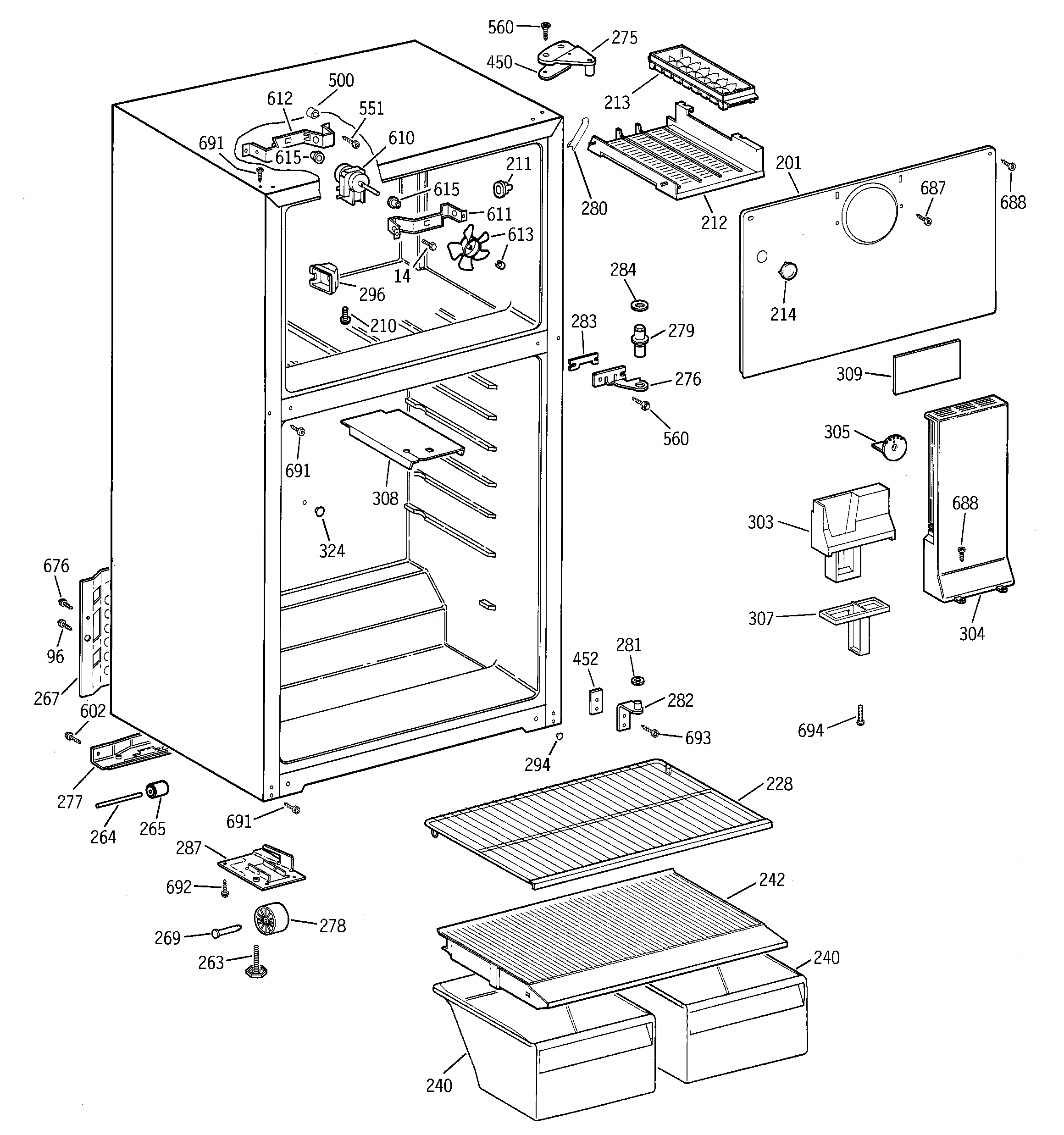 Hotpoint HTH15BBMBLCC cabinet diagram