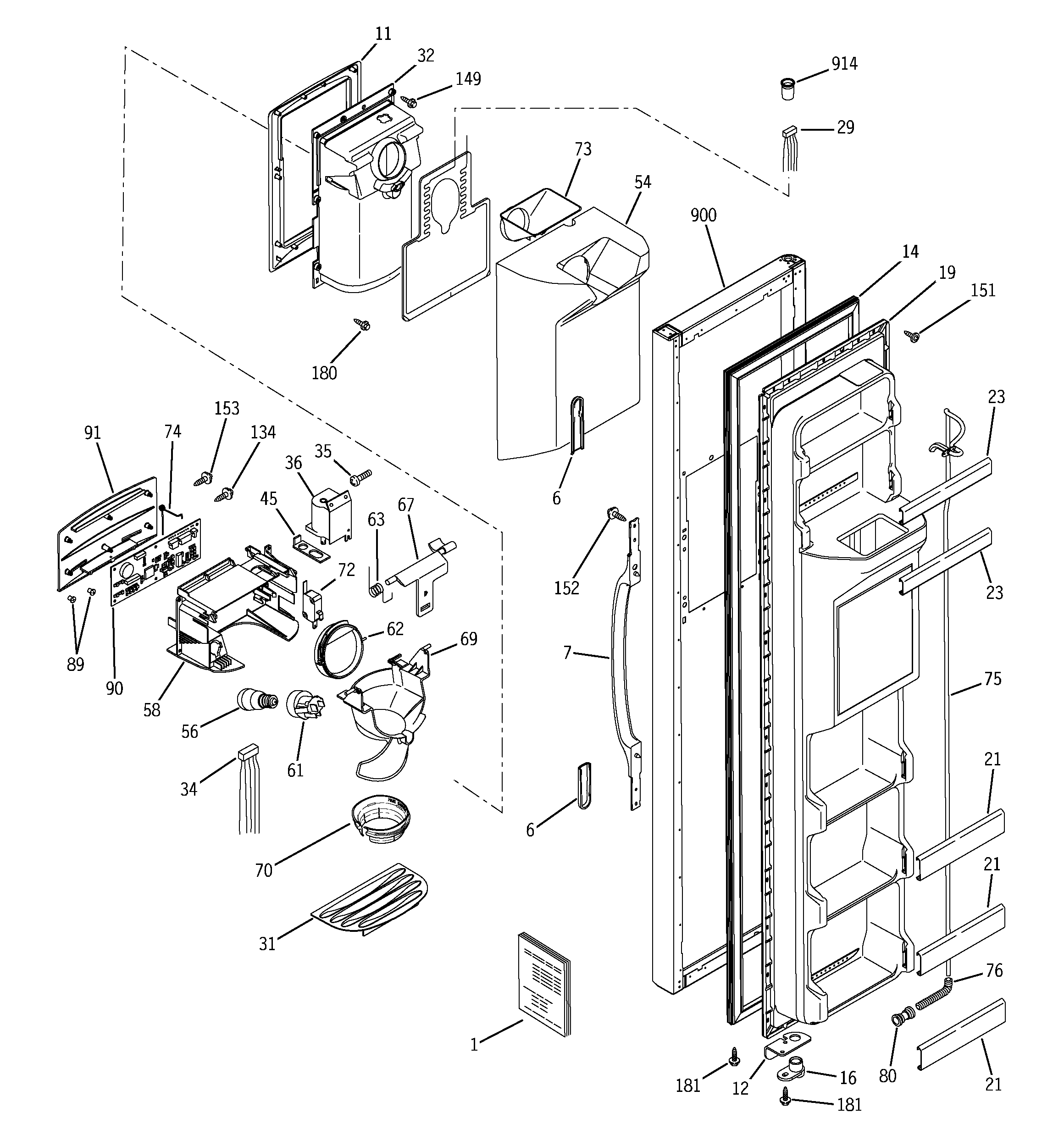 Hotpoint HSS22DDMDWH freezer door diagram