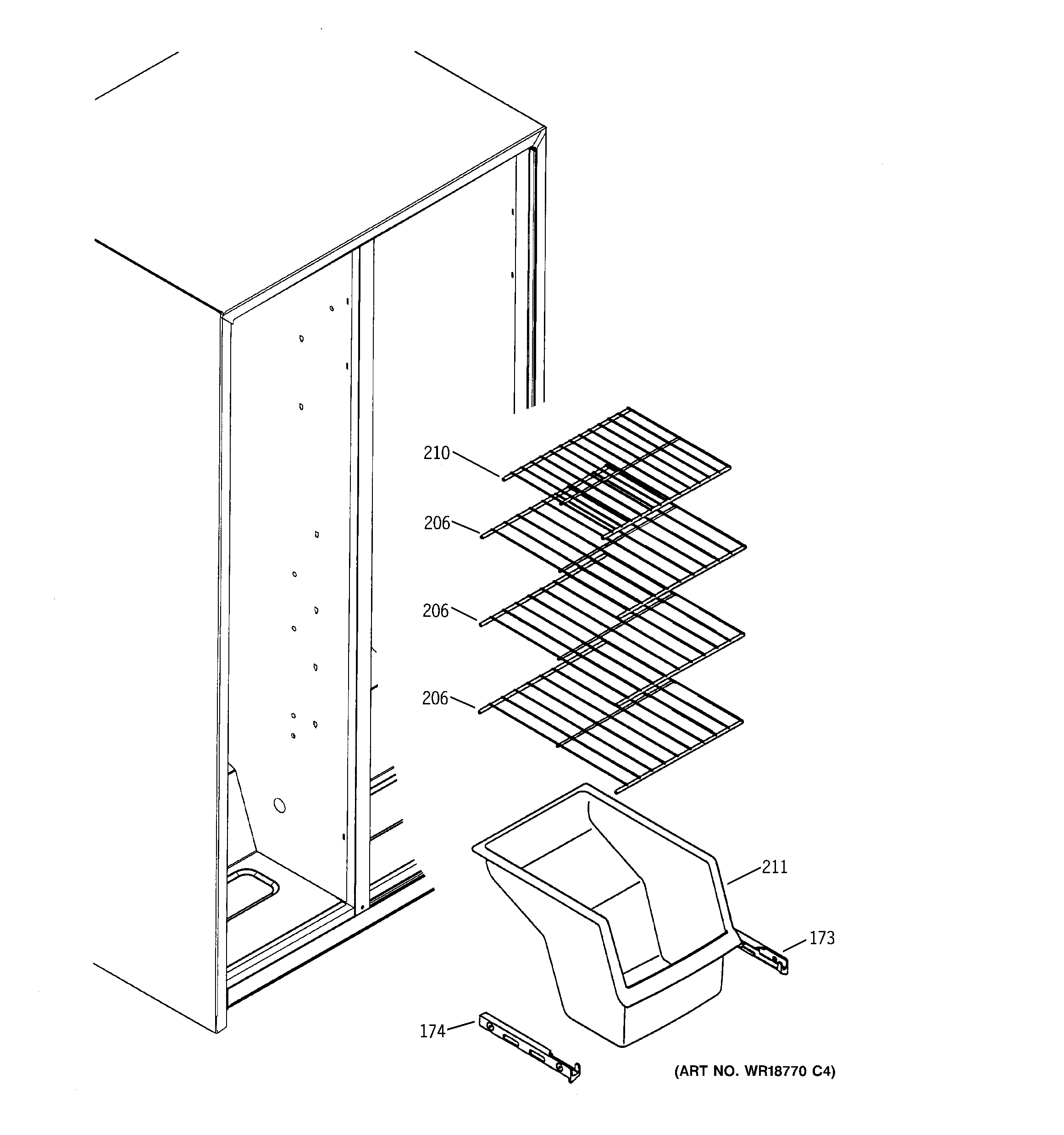 Hotpoint HSS22DDMDWH freezer shelves diagram