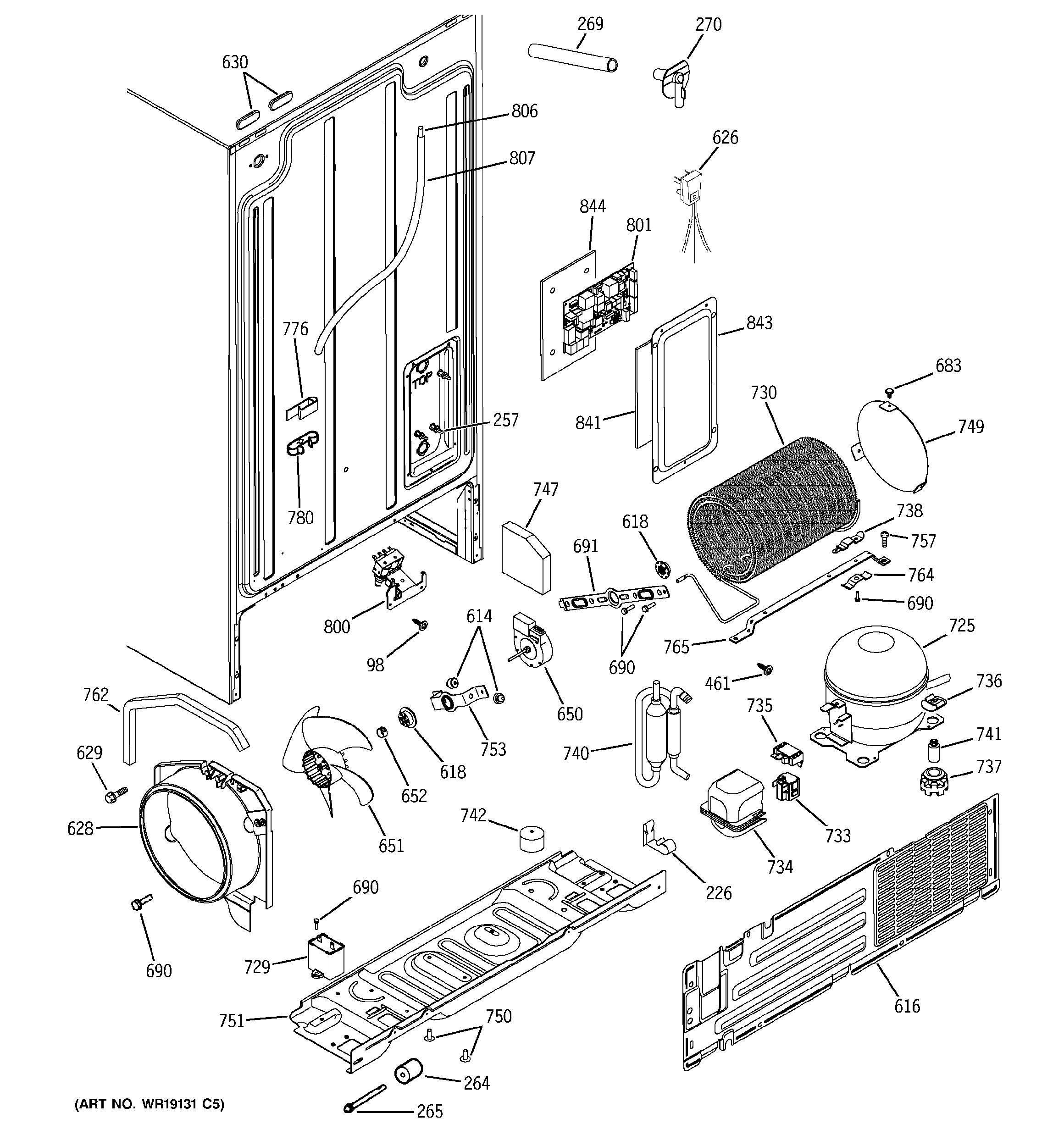 Hotpoint HSS22DDMDWH sealed system & mother board diagram