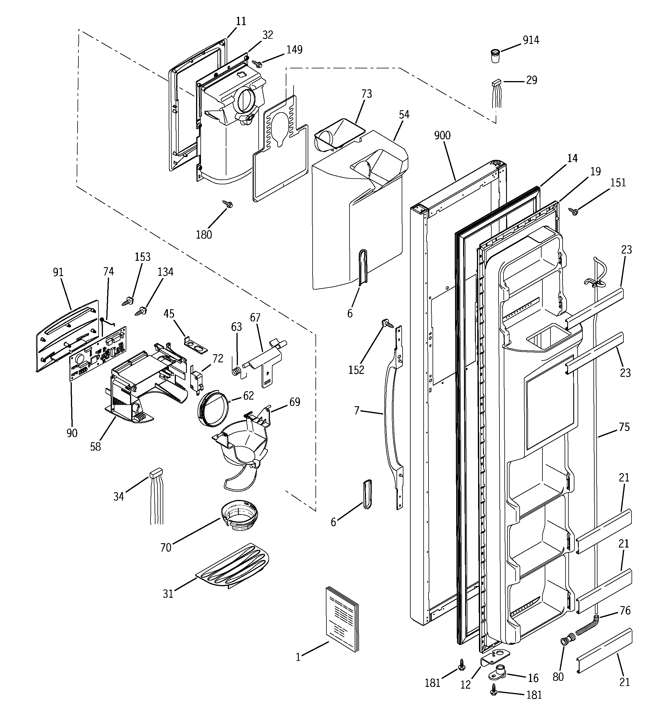 Hotpoint HSS22BDMDWH freezer door diagram