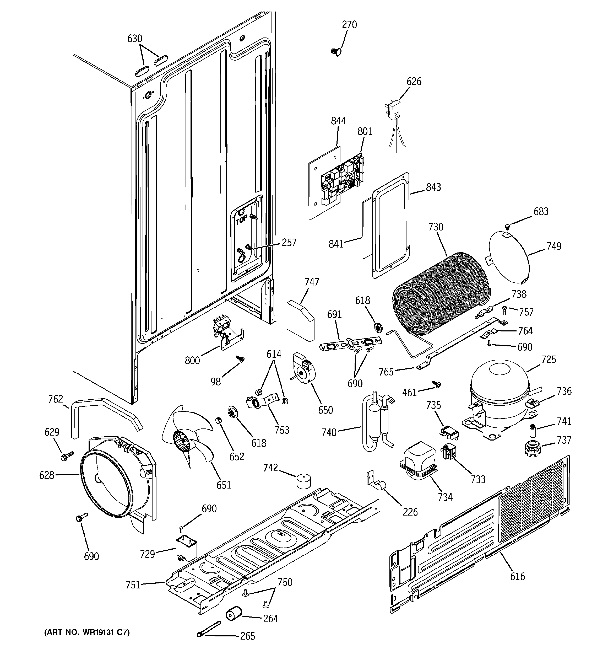 Hotpoint HSS22BDMDWH sealed system & mother board diagram