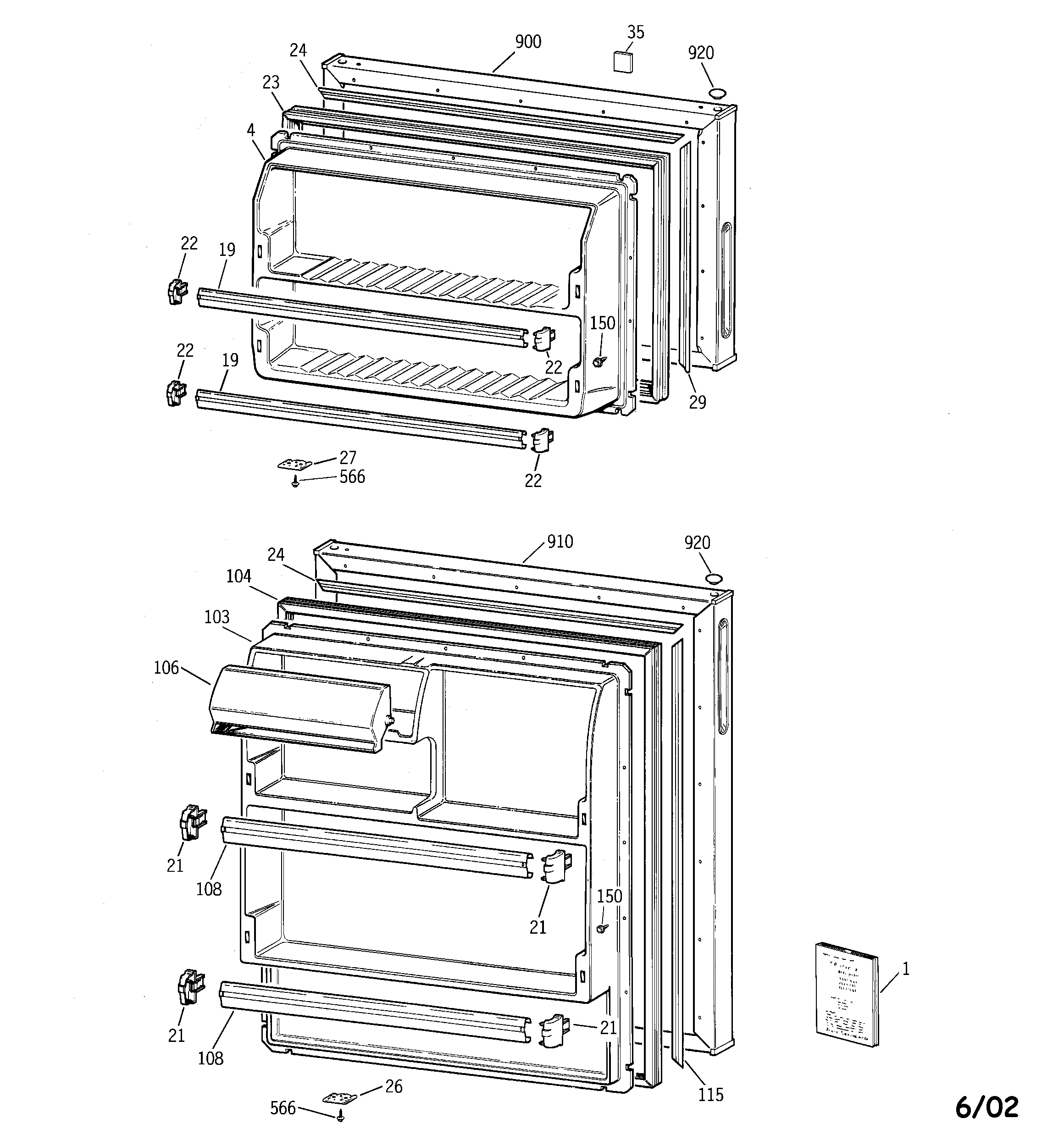 GE GTR17BBMBLCC doors diagram