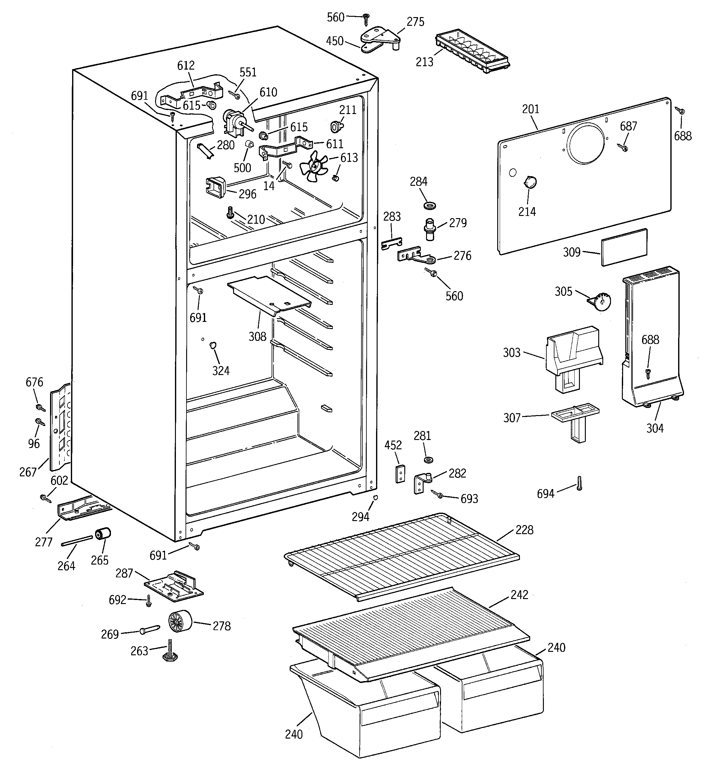 GE MTS16BBMDRWW cabinet diagram
