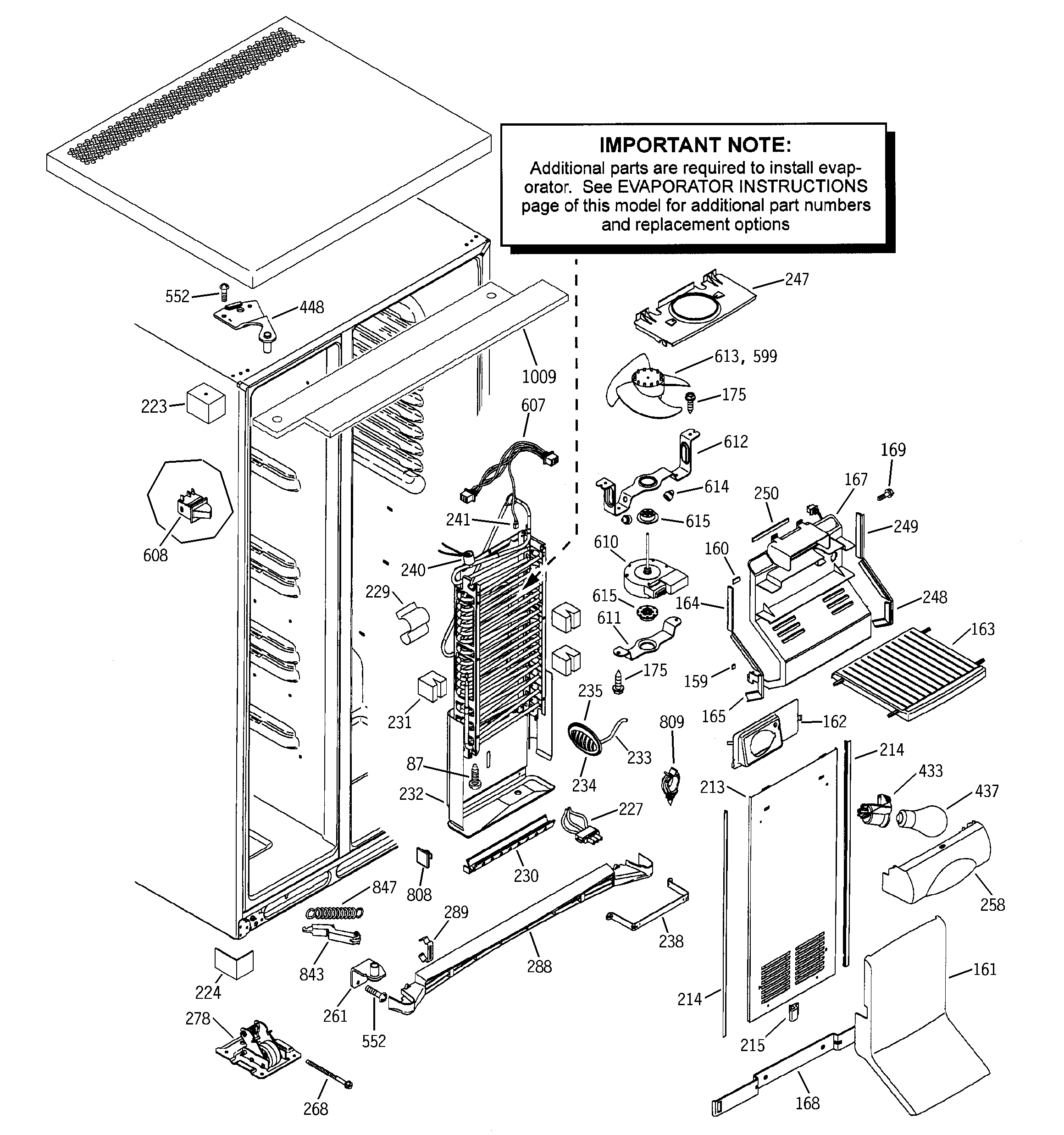 GE ZFSB25DMASS freezer section diagram