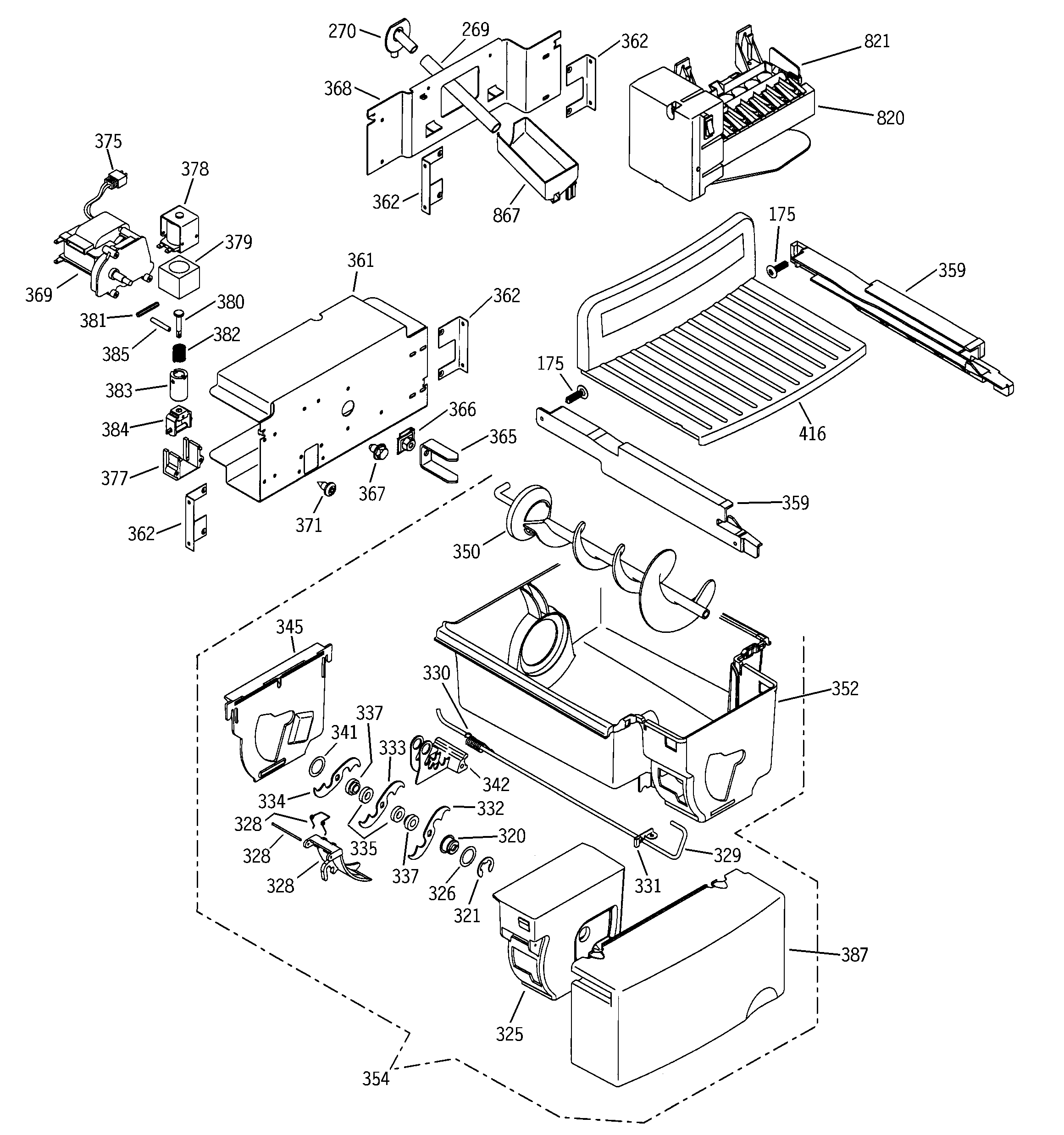 GE ZFSB25DMASS ice maker & dispenser diagram