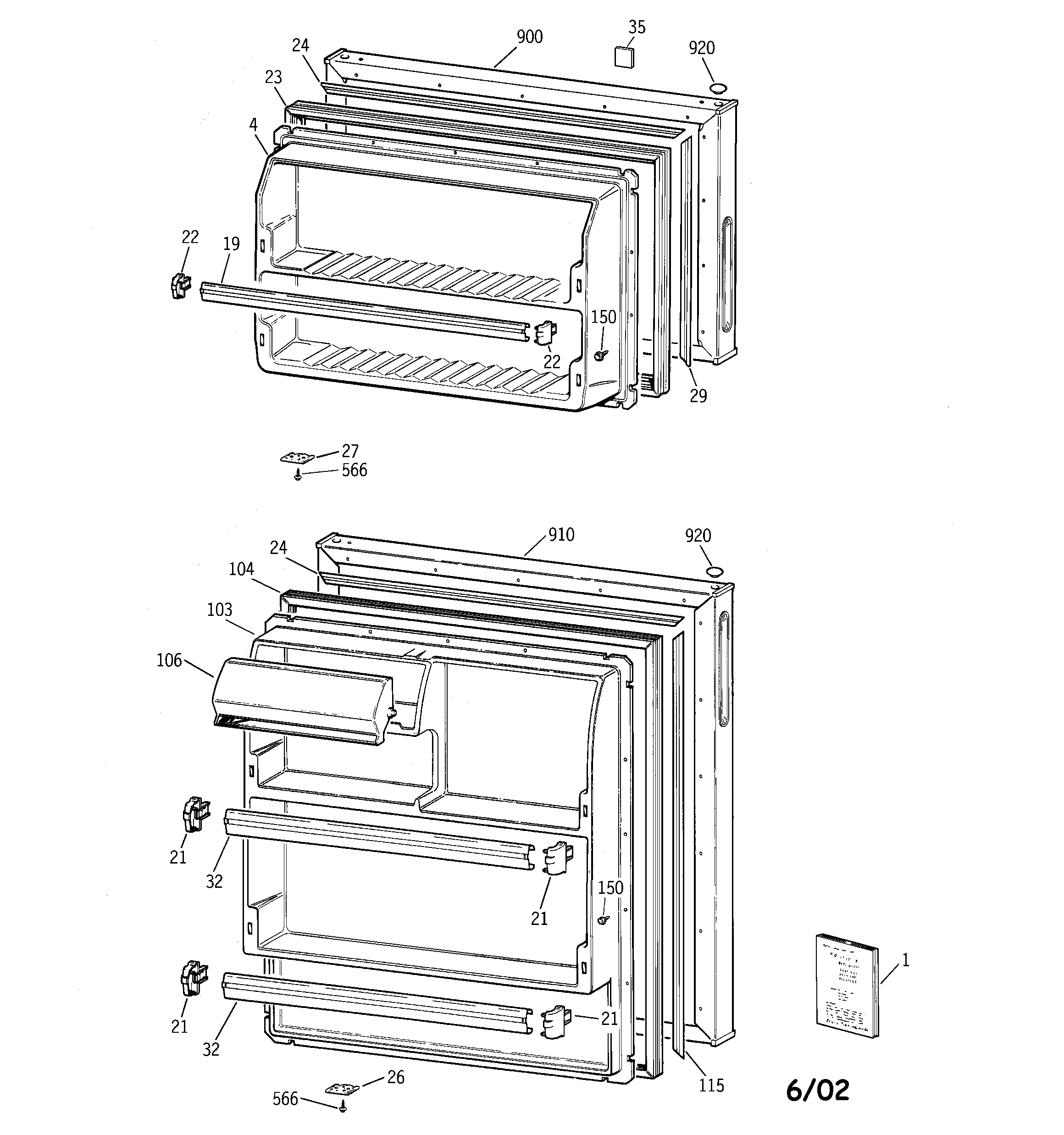GE GTR18BBMBLCC doors diagram