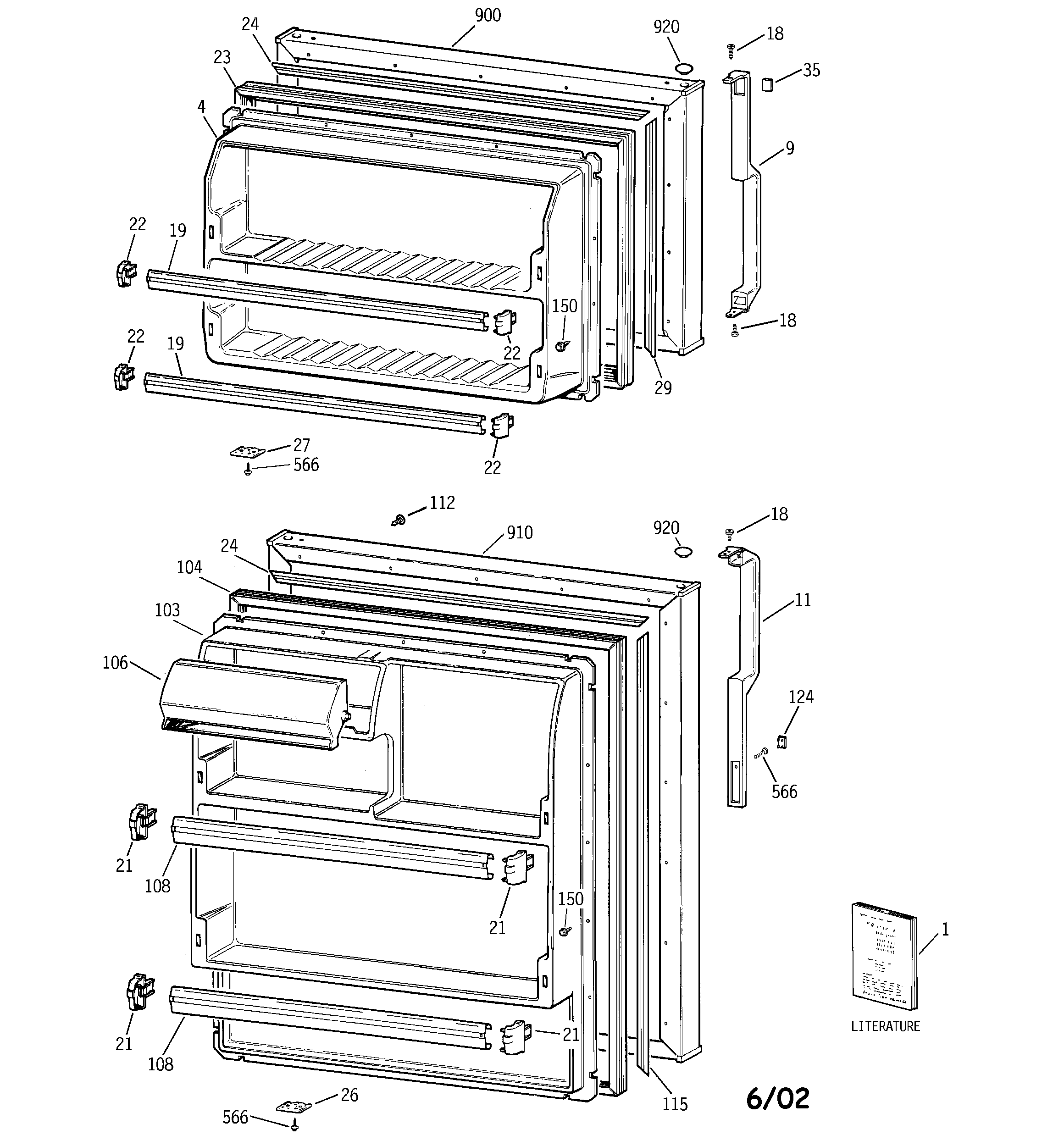 GE GTS16BBMBLCC doors diagram