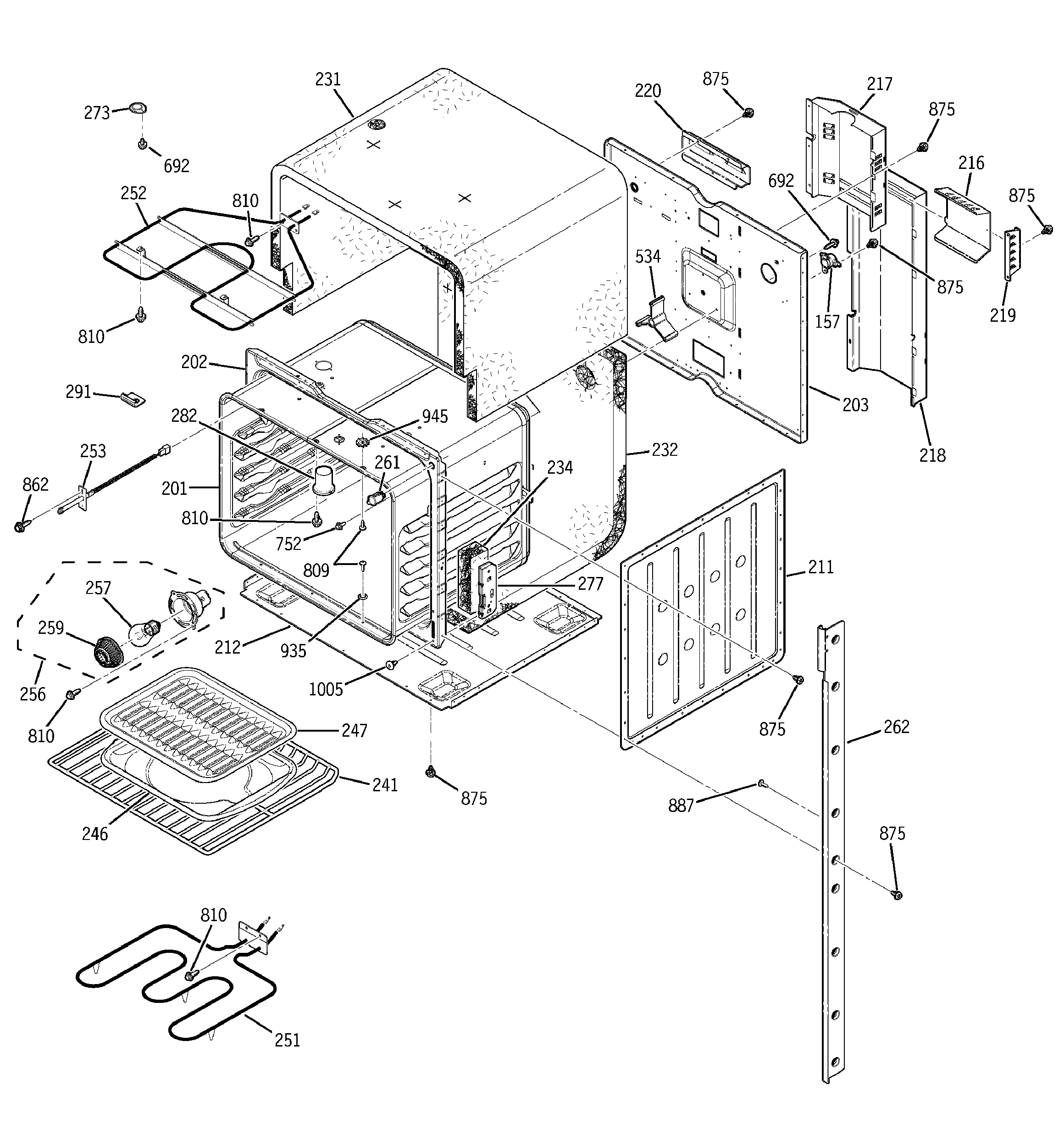 GE JKP27WD1WW upper body diagram