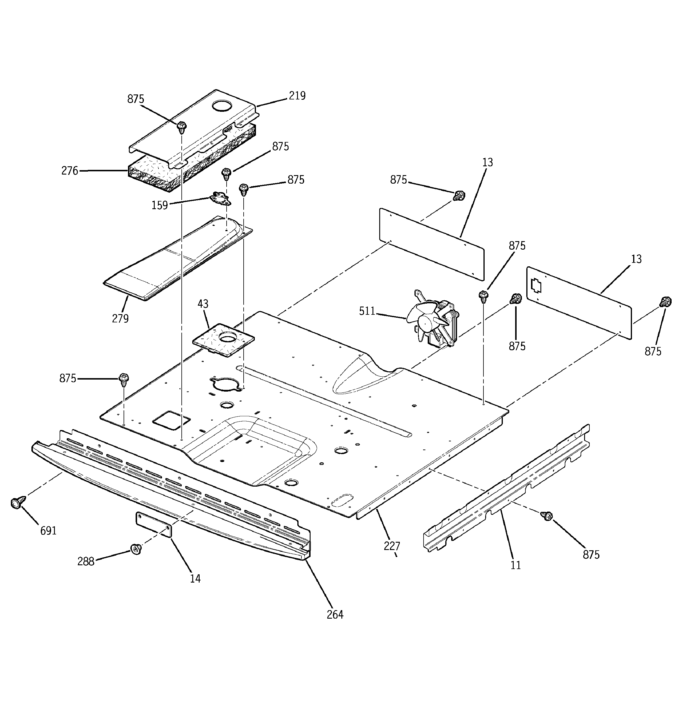 GE JKP27WD1WW center spacer diagram