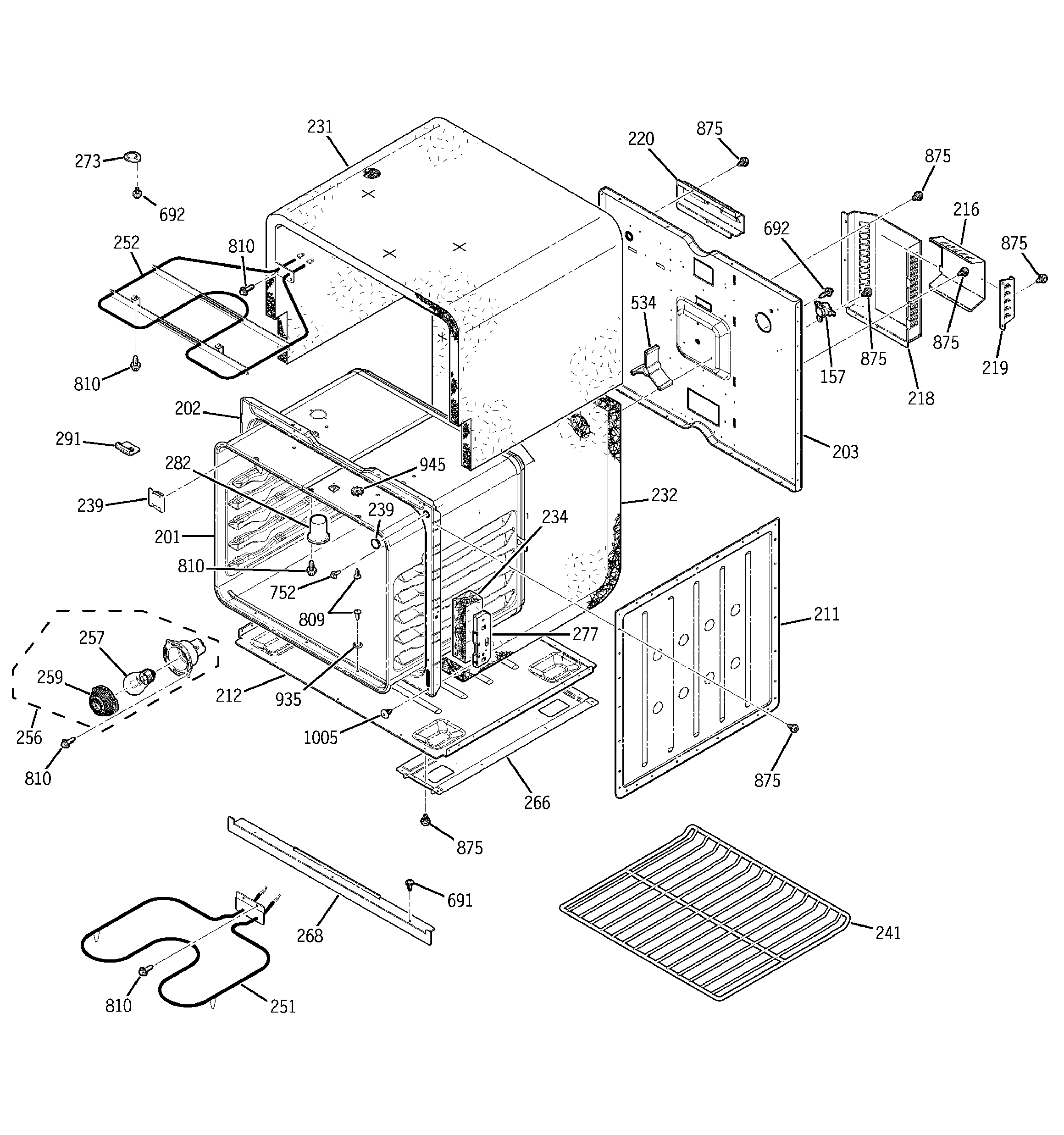 GE JKP27WD1WW lower body diagram