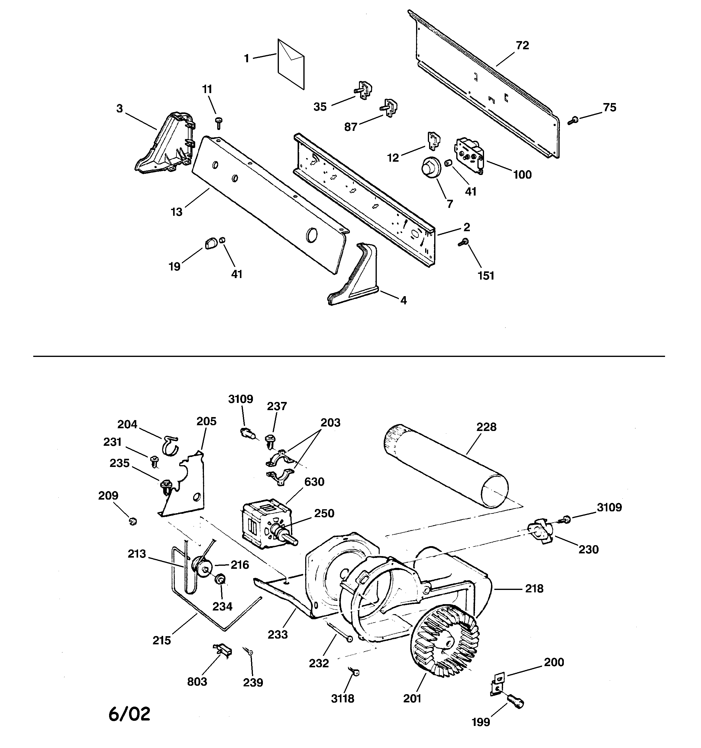 GE DBSR453GA1AA backsplash, blower & motor assembly diagram