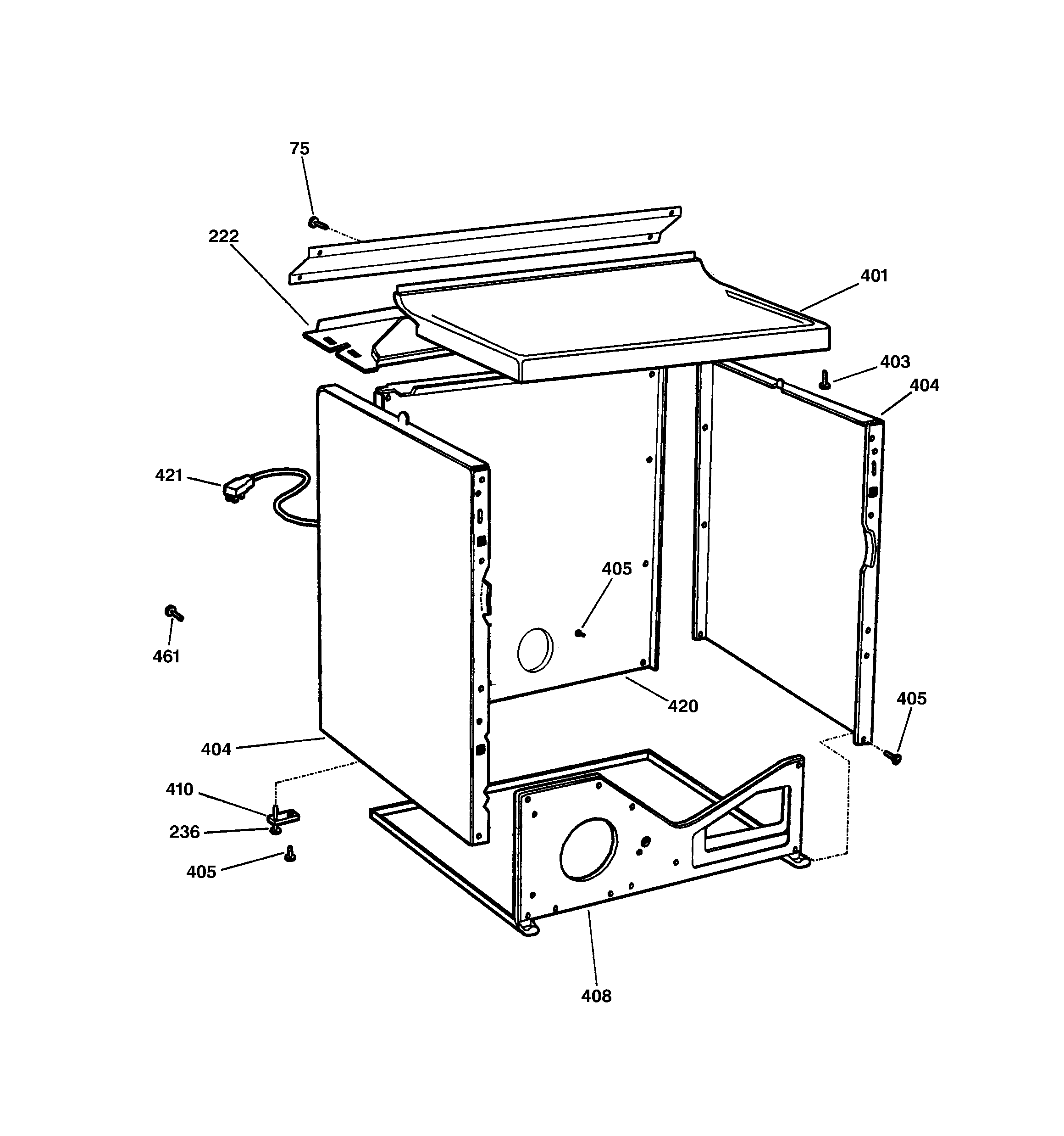 GE DBSR453GA1AA cabinet diagram
