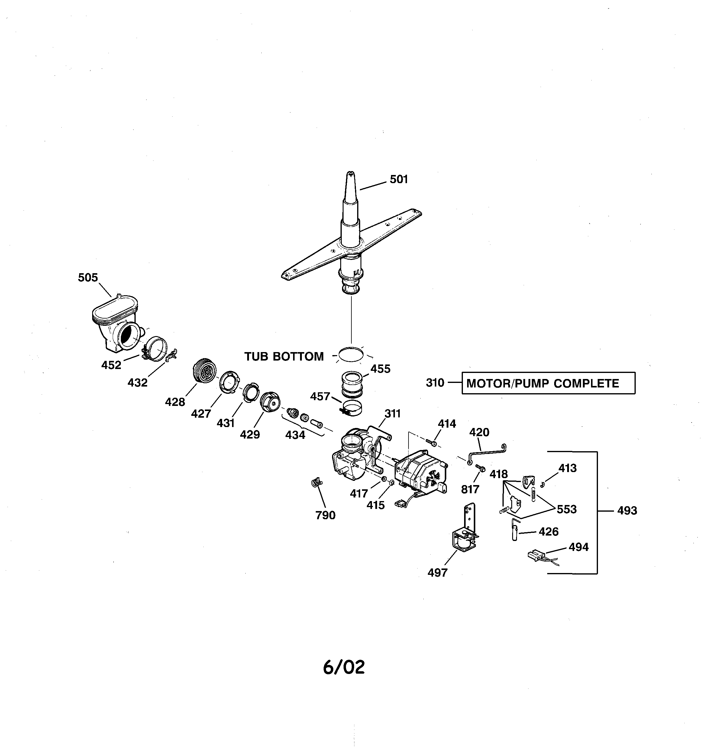 GE GSD3932F00WW motor-pump mechanism diagram