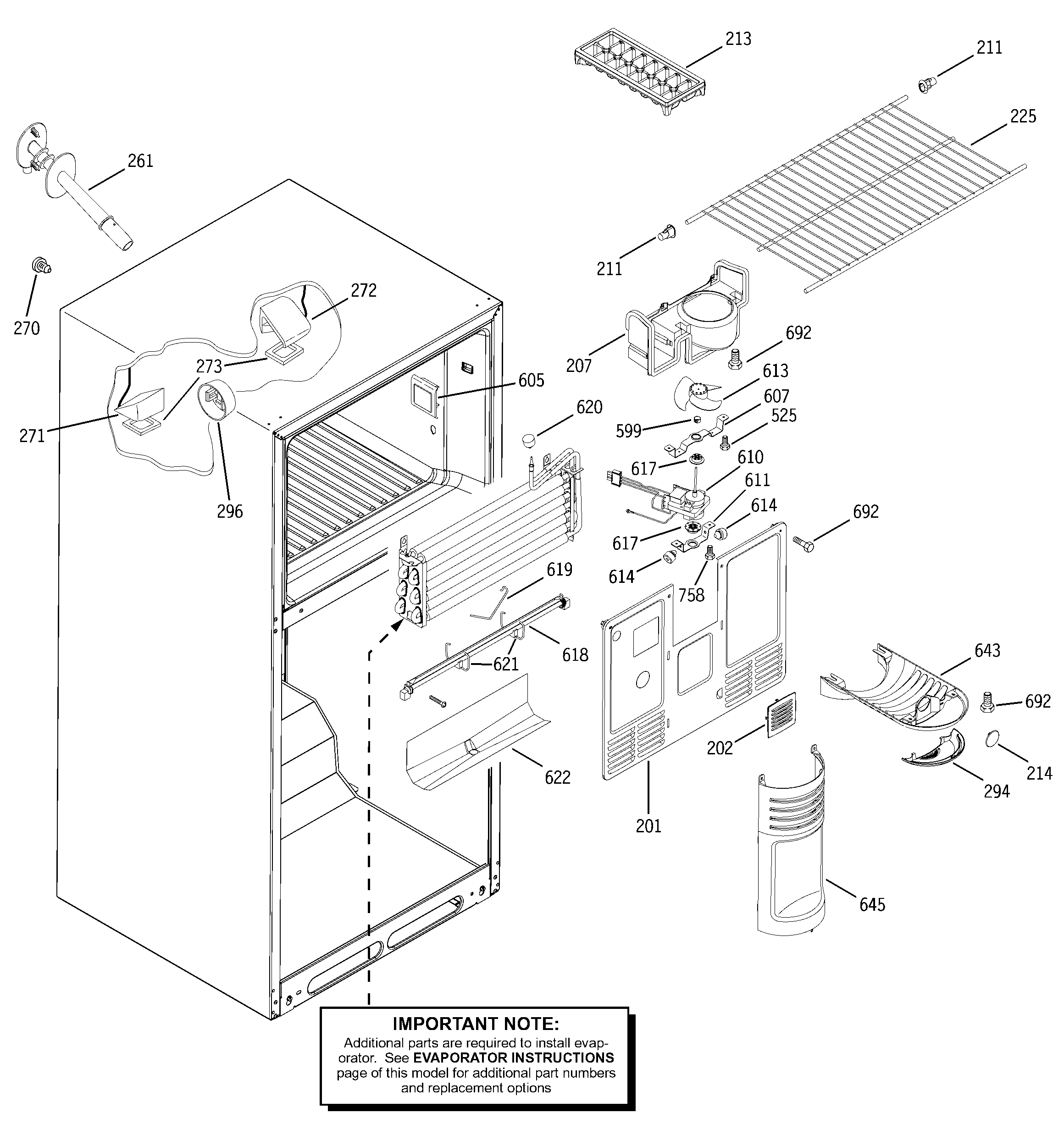 Hotpoint HTS18GBMCRWW freezer section diagram