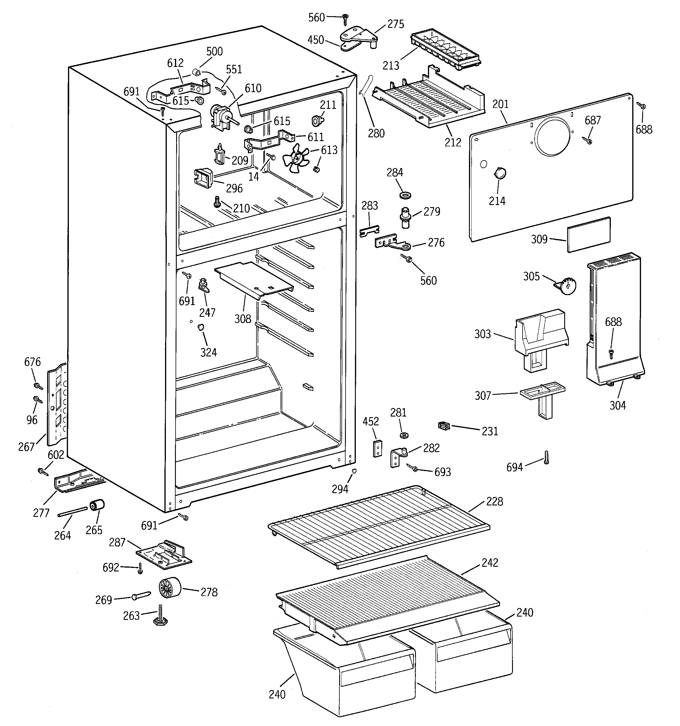 Hotpoint HTH15BBMDRAA cabinet diagram