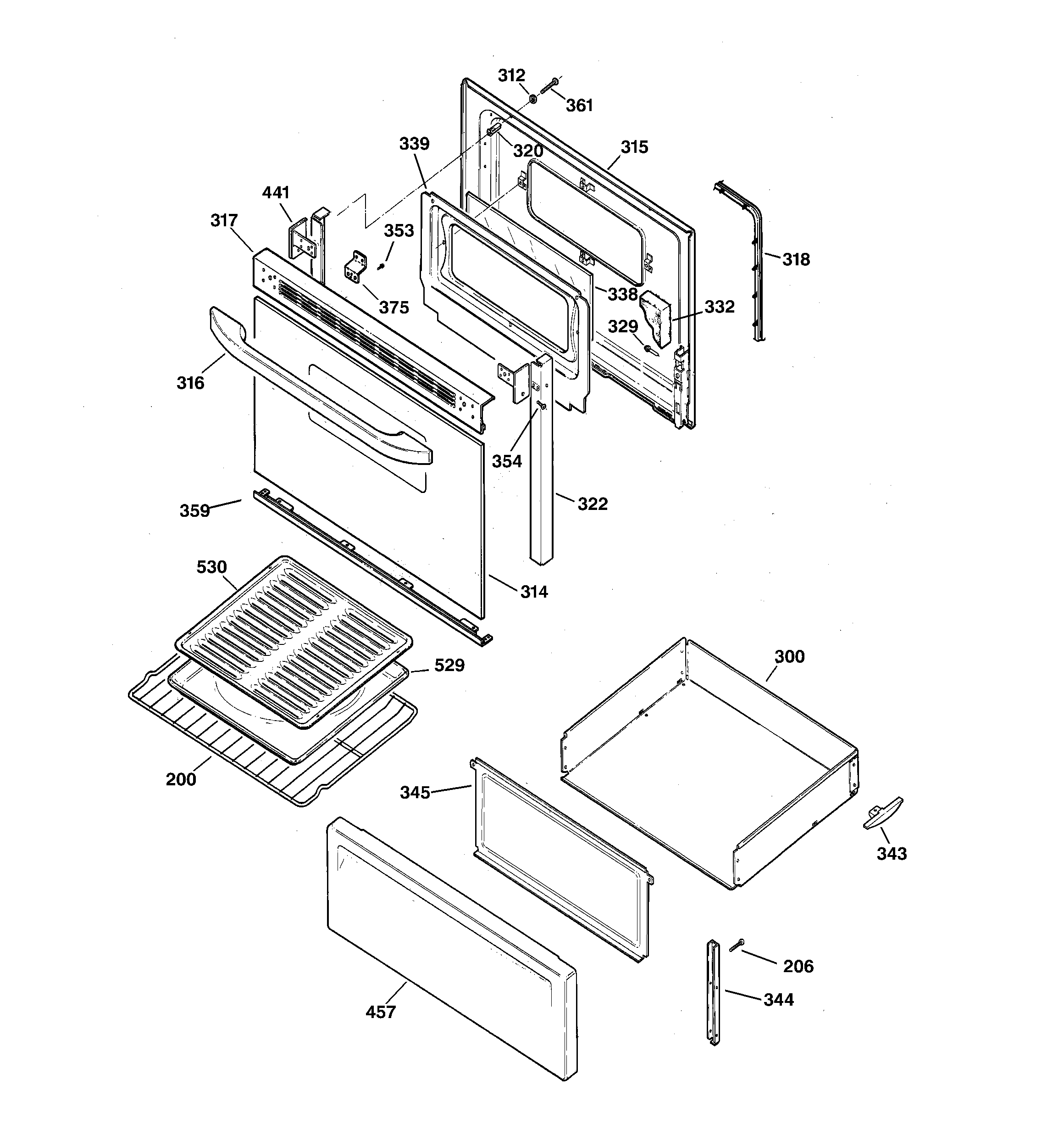 Hotpoint RB536BC2AD door & drawer parts diagram