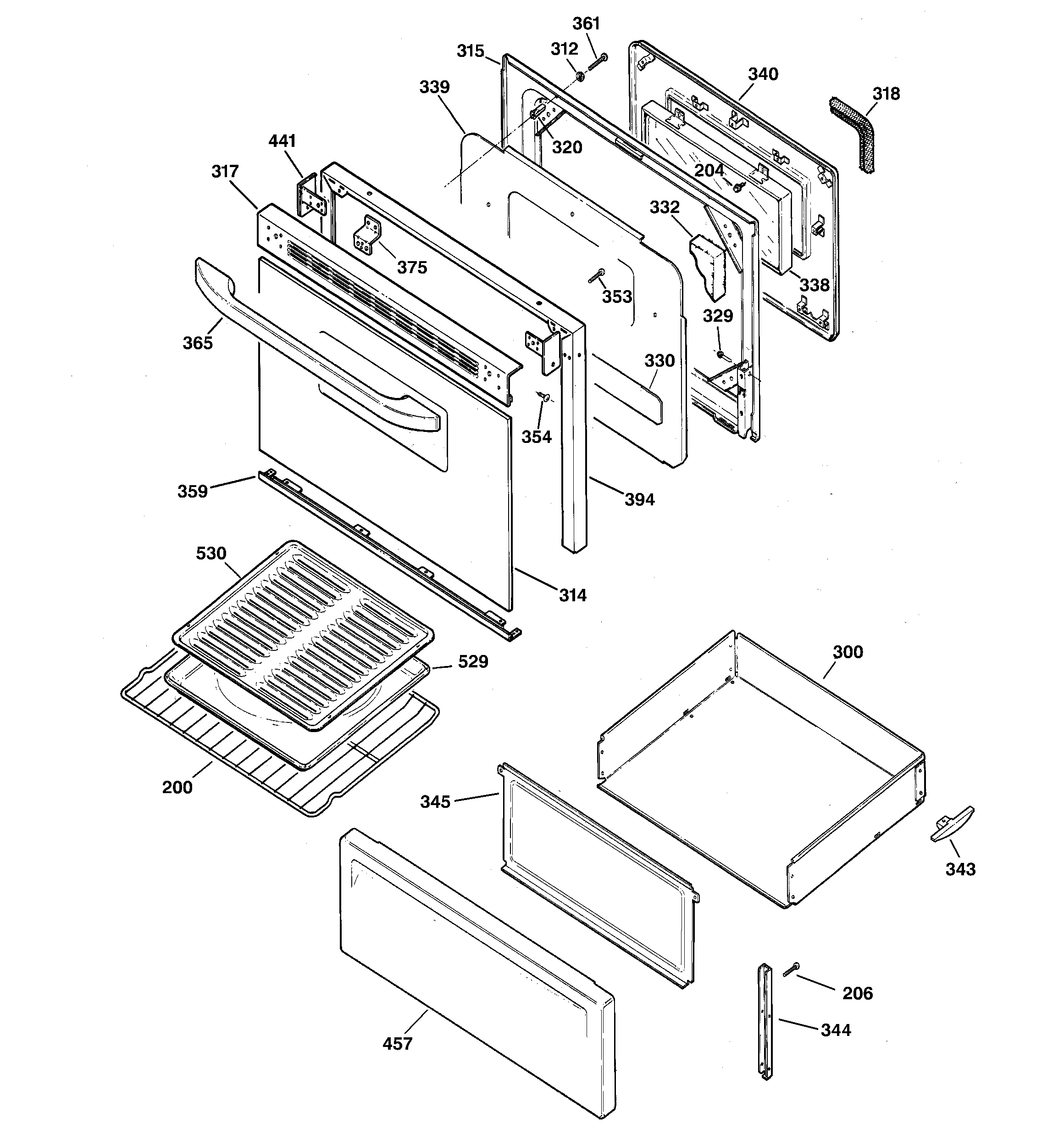 Hotpoint RB787WC4WW door & drawer parts diagram