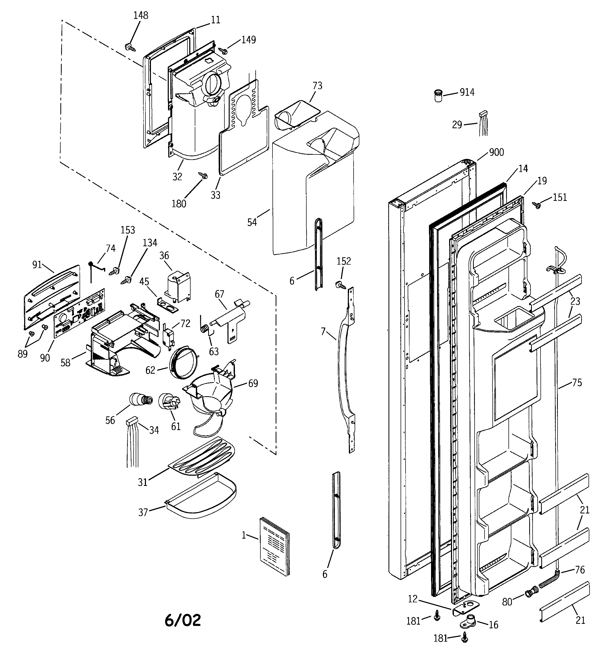 RCA RSG20DDMCFWW freezer door diagram