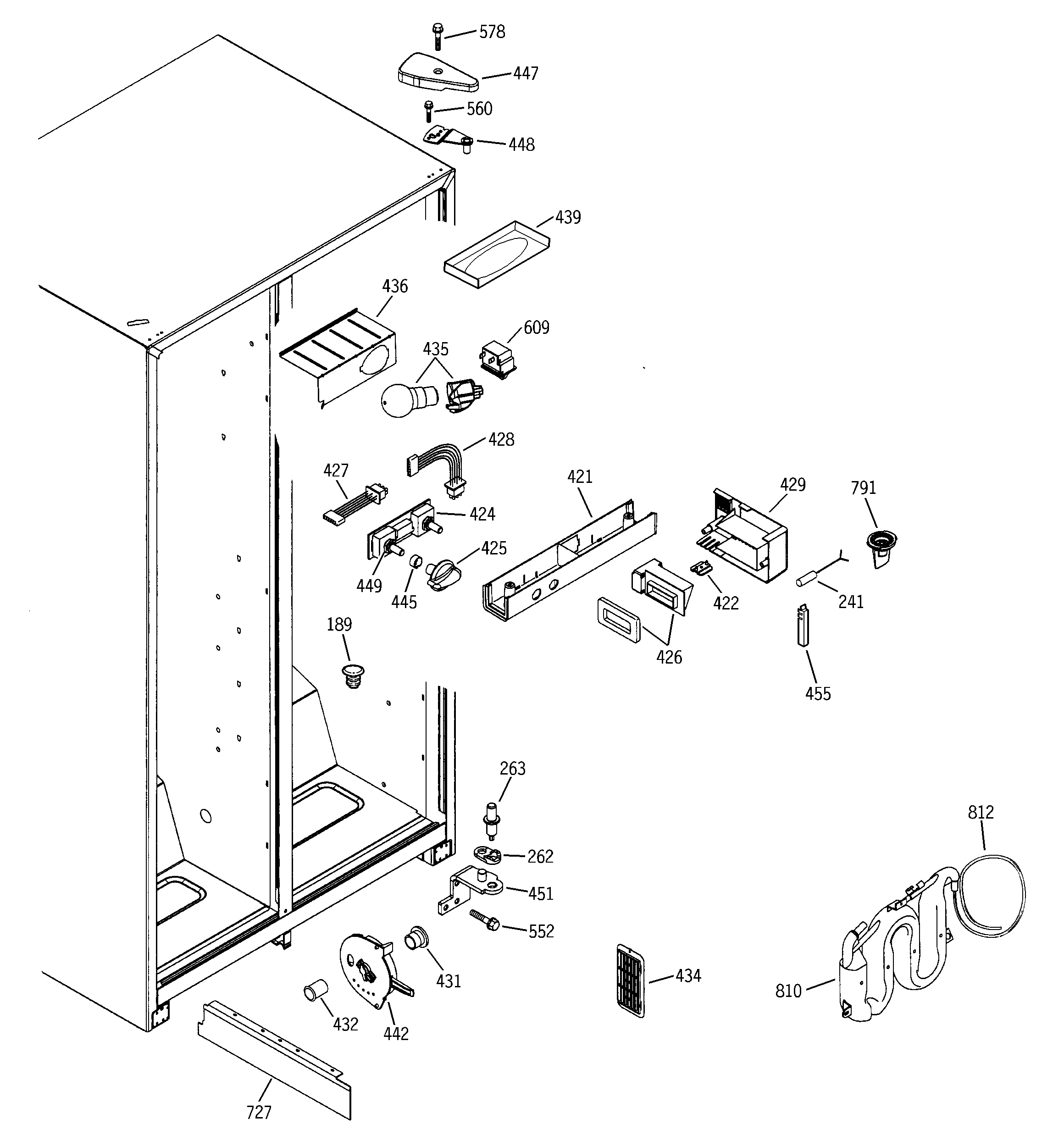 RCA RSG25KEMBFWW fresh food section diagram